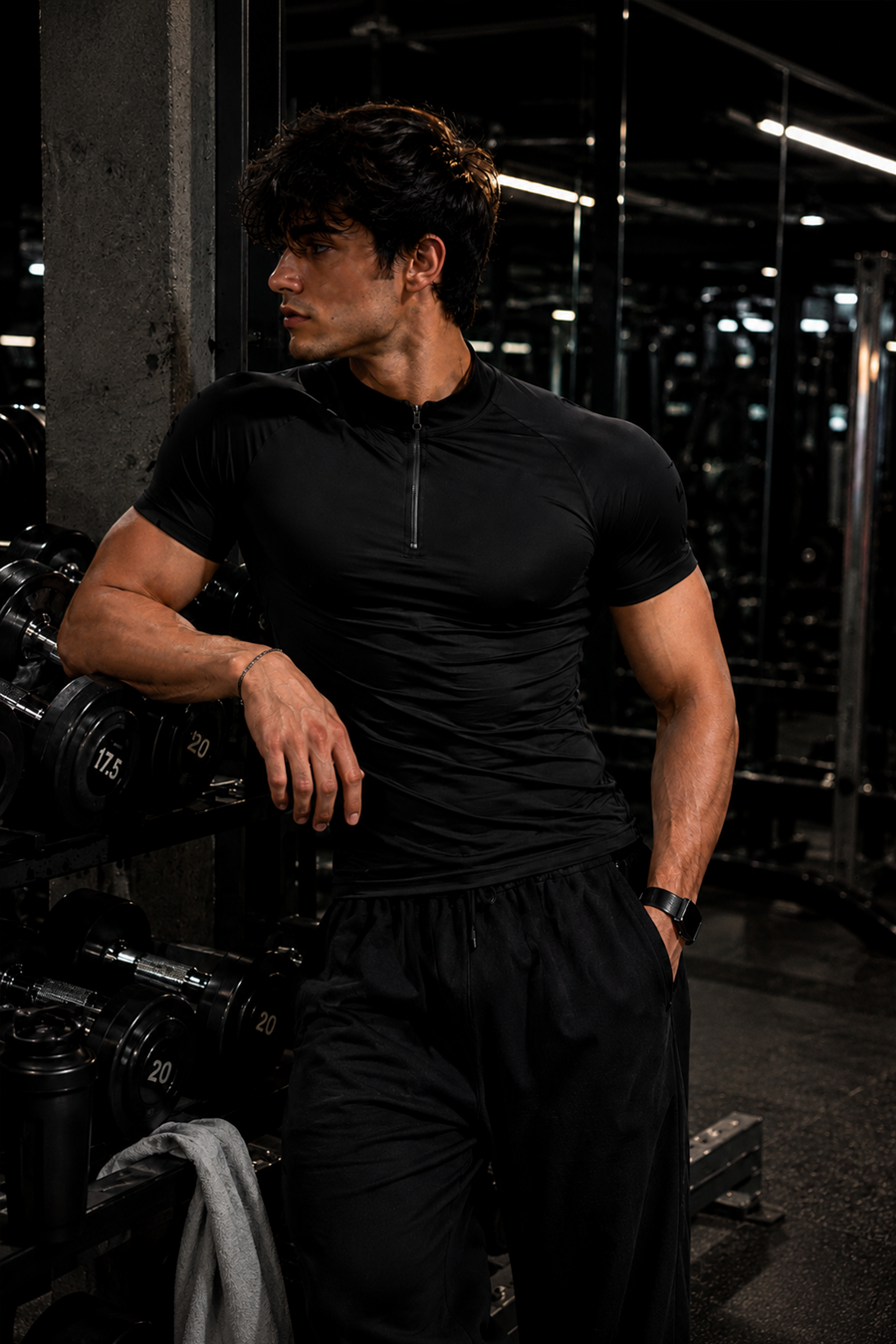 Blackout Flex Zip Compression Tshirt Half Sleeve Black