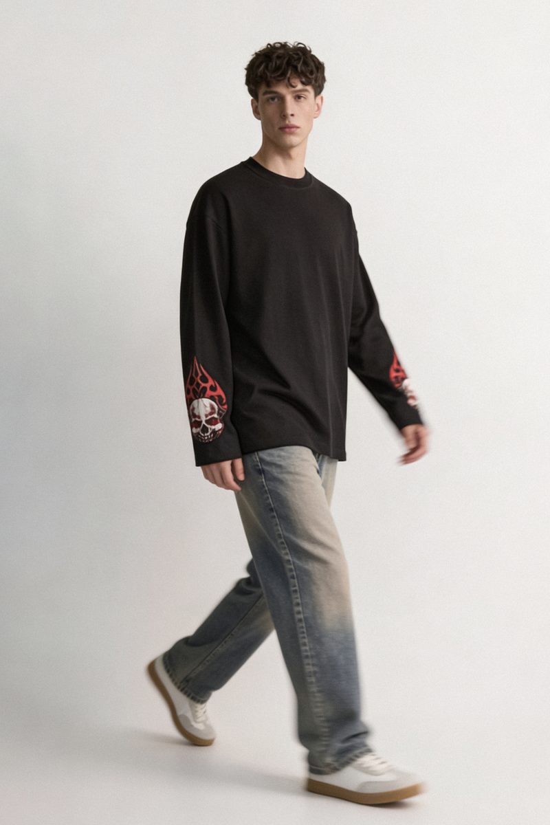 Skull Matrix streetwear full sleeve T-shirt