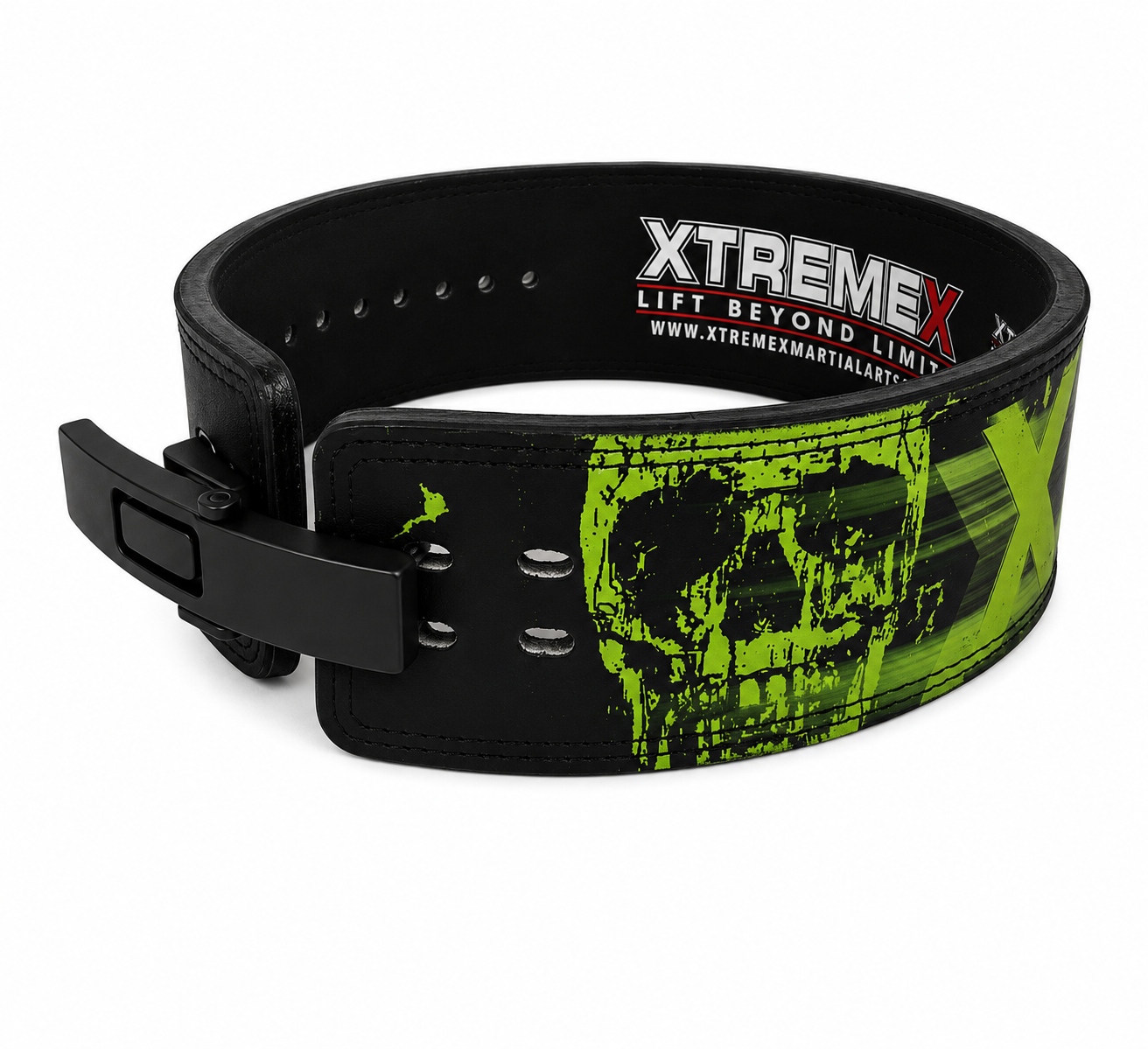 Image of XTREMEX POWERLIFTING 13MM LEVER BELT - GREEN REAPER