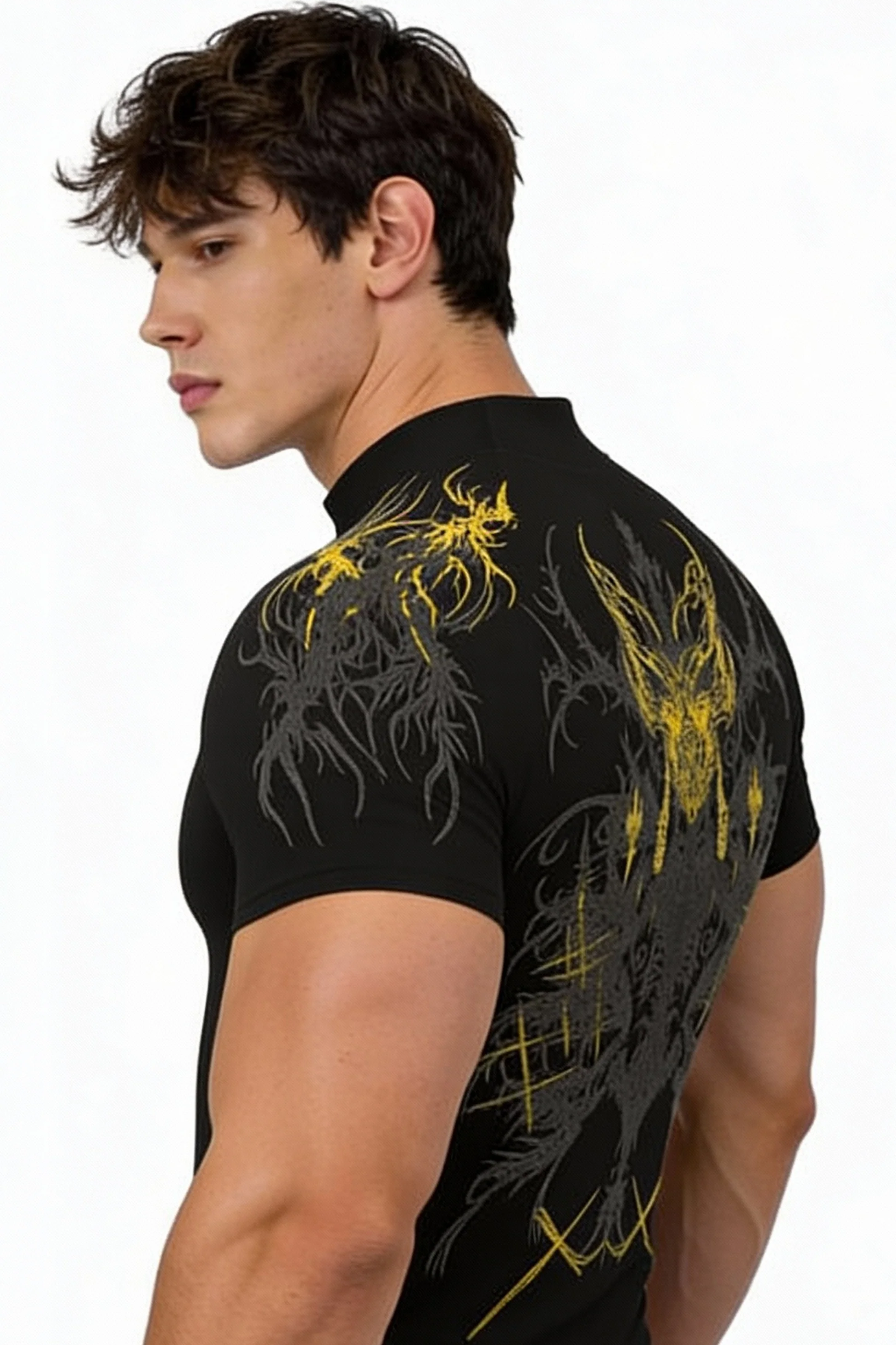 Image of Prime Arc Zip Compression Tshirt Half Sleeve - Yellow/Black