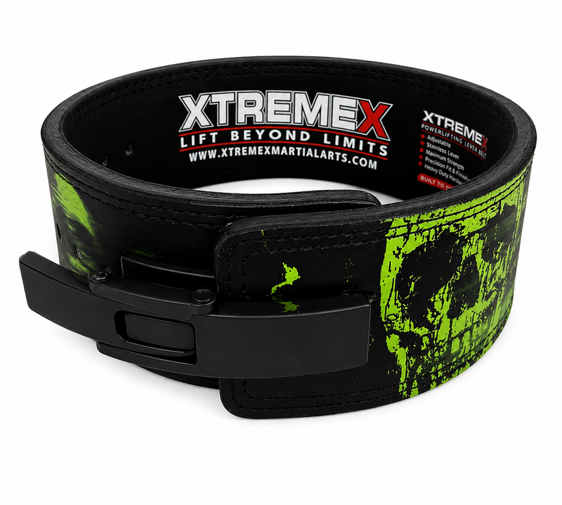 XTREMEX POWERLIFTING 13MM LEVER BELT - GREEN REAPER