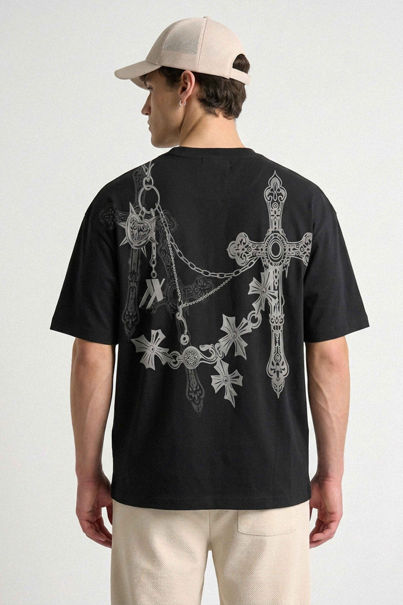 Unisex oversized graphic tee with bold Iron Faith design ifm