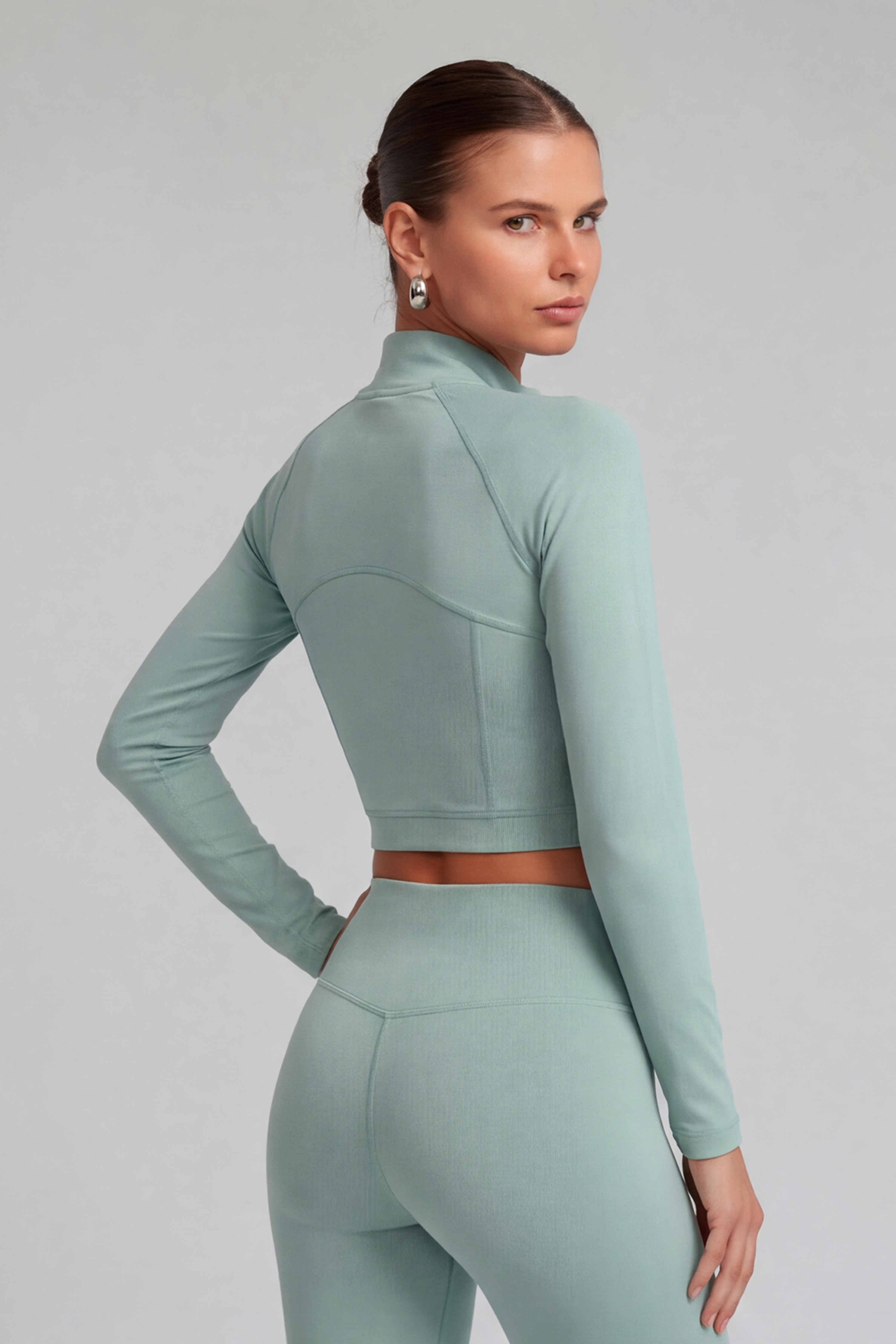 Image of Corefit Cropped Zipper - Mint Green
