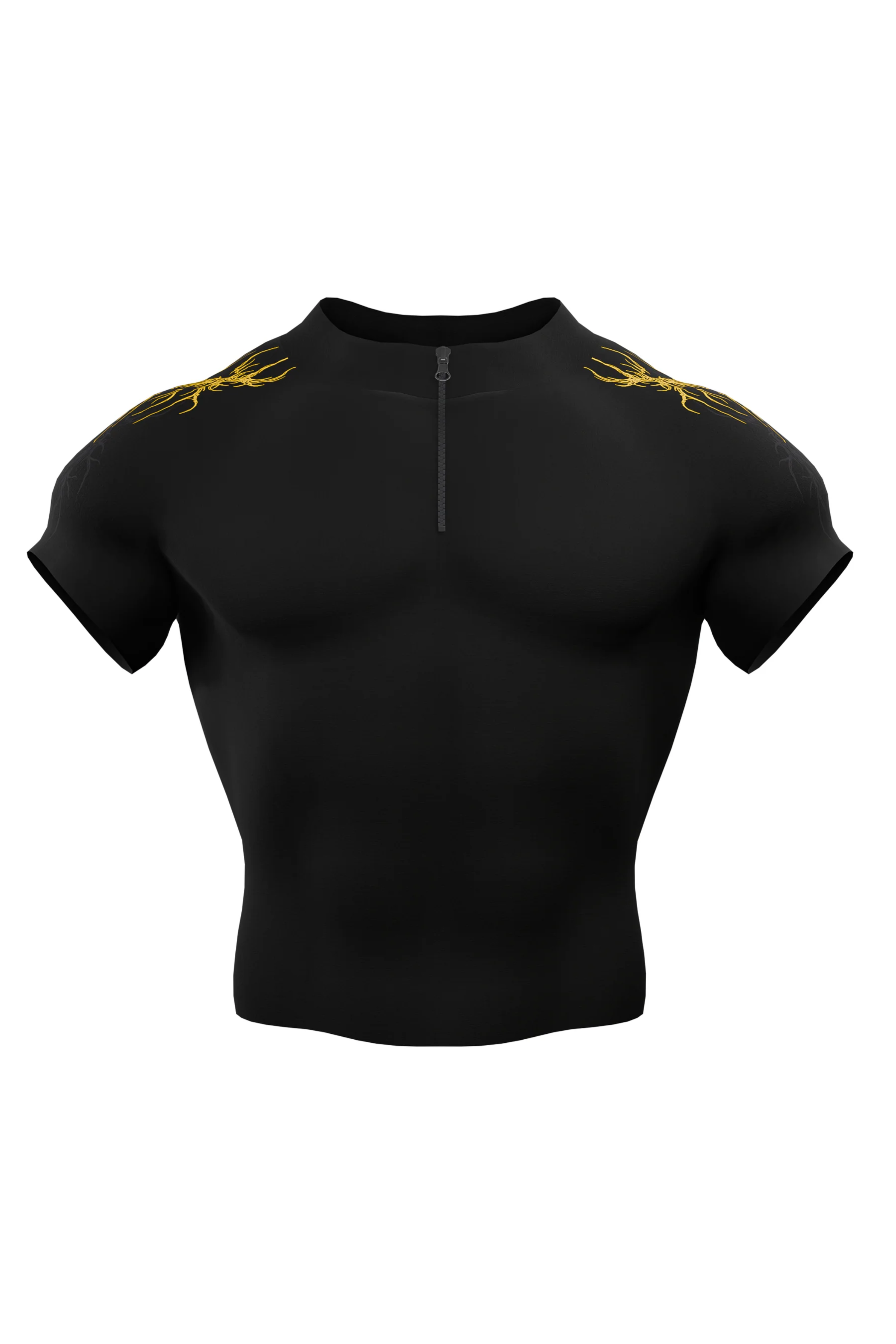Image of Prime Arc Zip Compression Tshirt Half Sleeve - Yellow/Black