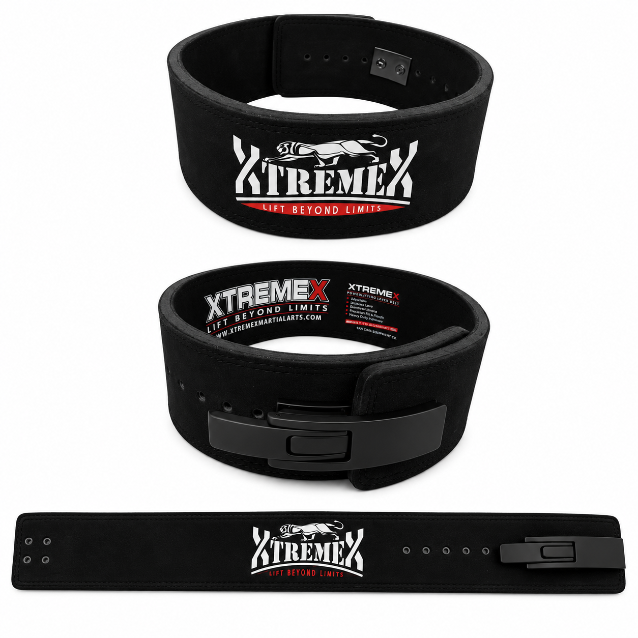 XTREMEX POWERLIFTING 13MM LEVER BELT - BLACK