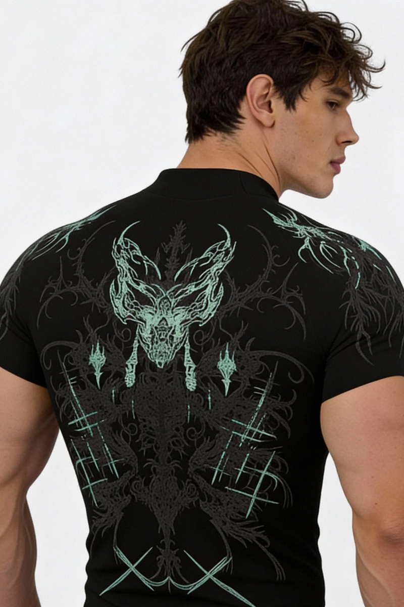 Prime Arc Zip green black compression performance tshirt
