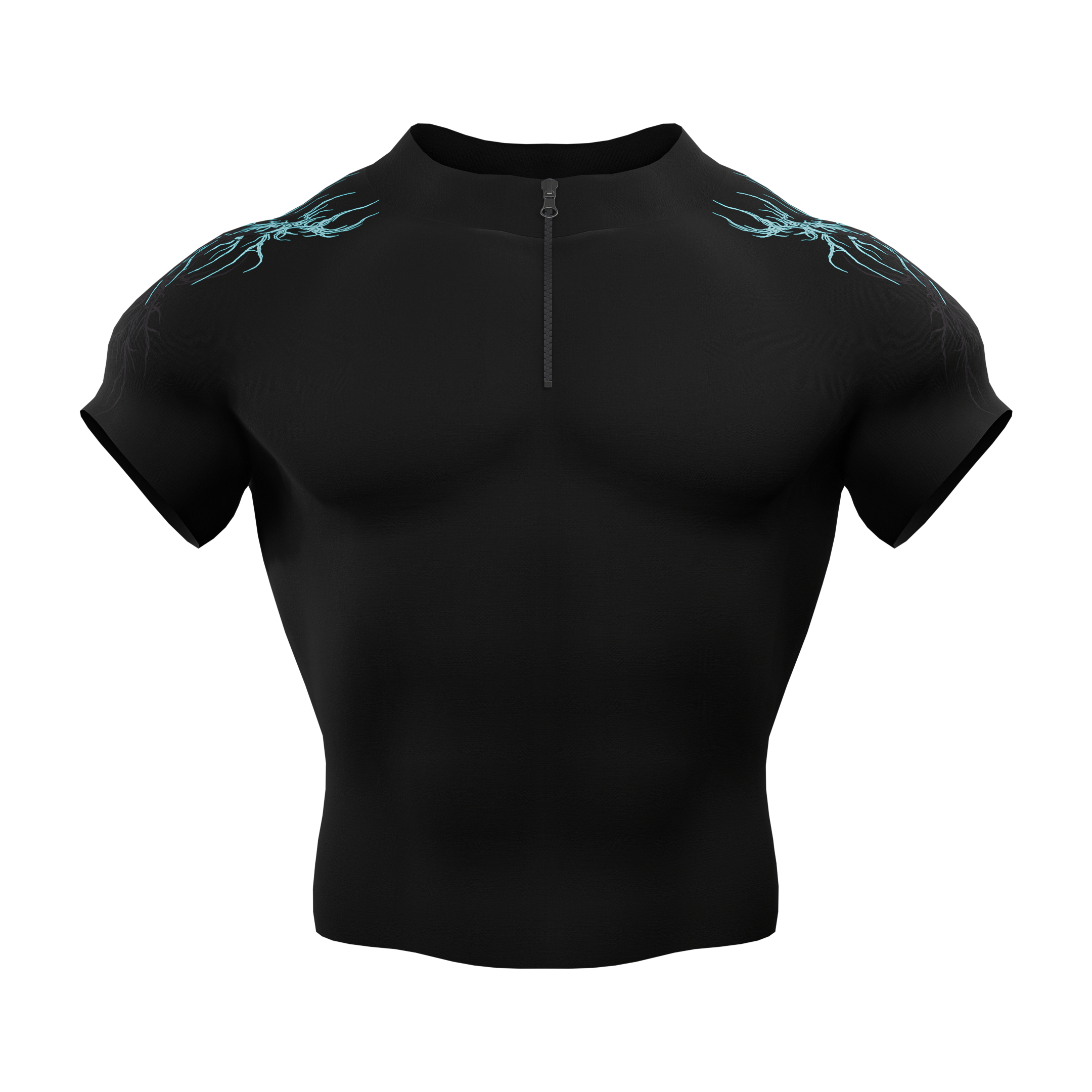 Image of Prime Arc Zip Compression Tshirt Half Sleeve - Blue/Black