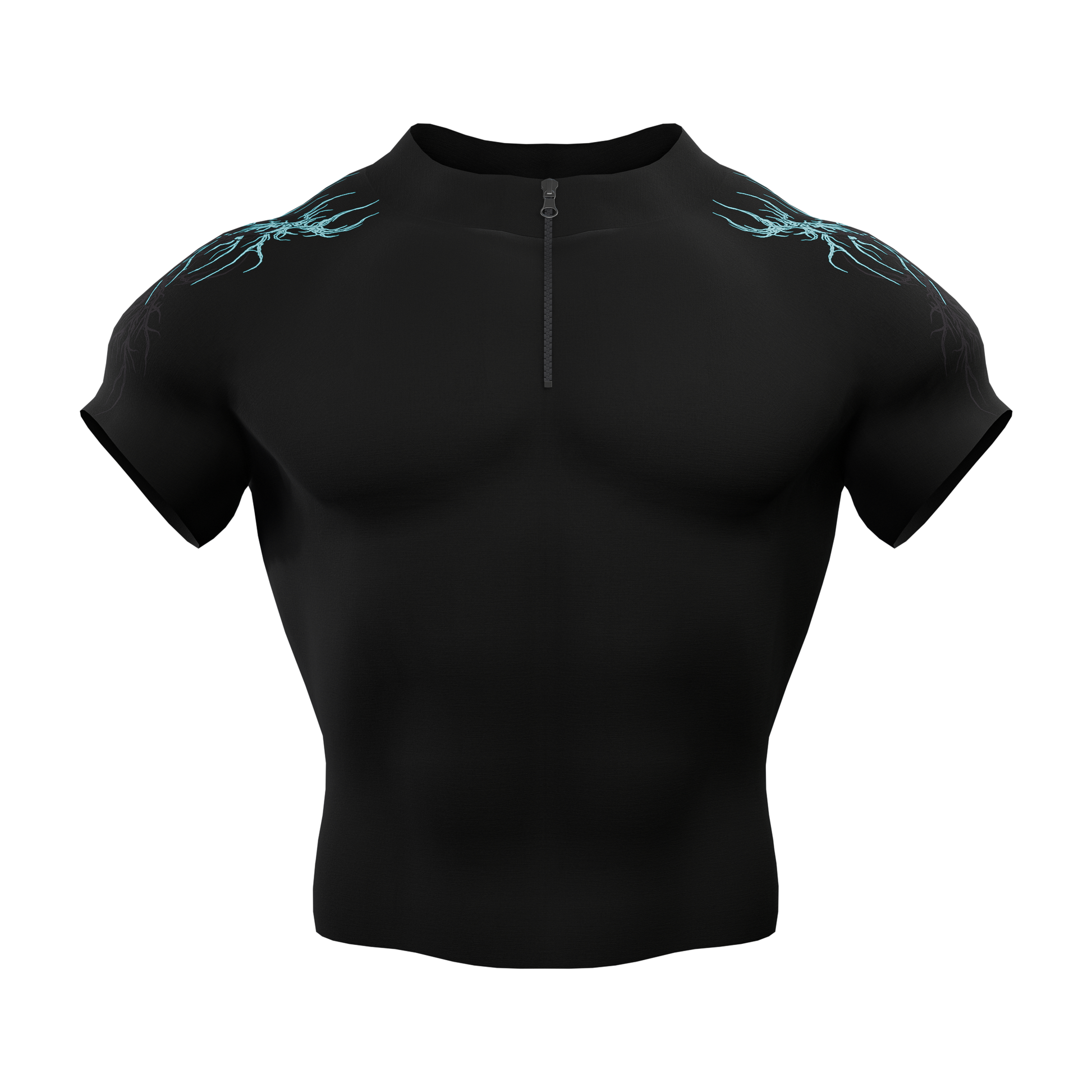Prime Arc Zip Compression Tshirt Half Sleeve - Blue/Black