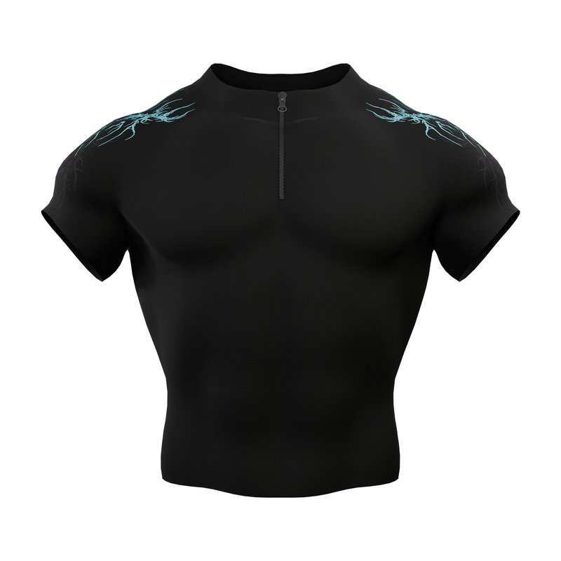 Prime Arc Zip Compression Tshirt Half Sleeve - Blue/Black