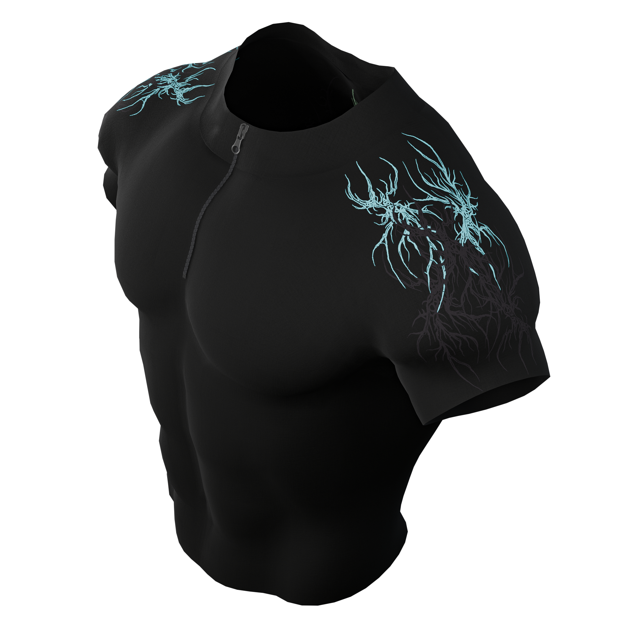 Image of Prime Arc Zip Compression Tshirt Half Sleeve - Blue/Black