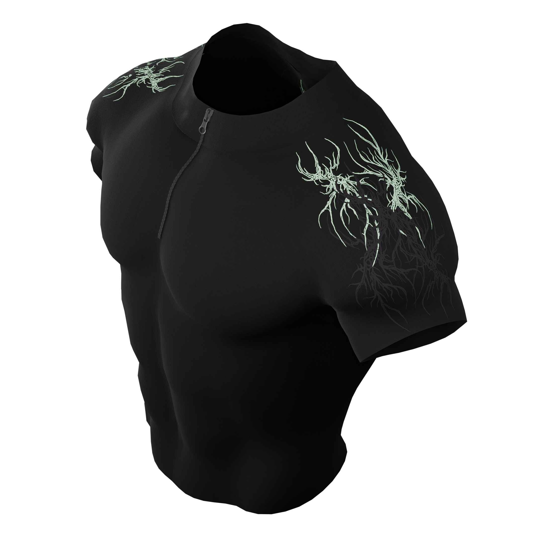 Image of Prime Arc Zip Compression Tshirt Half Sleeve - Green/Black
