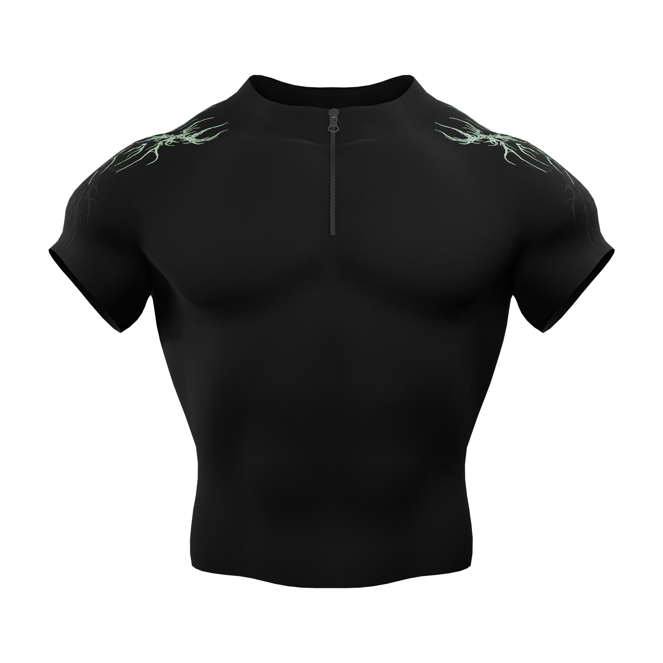Image of Prime Arc Zip Compression Tshirt Half Sleeve - Green/Black