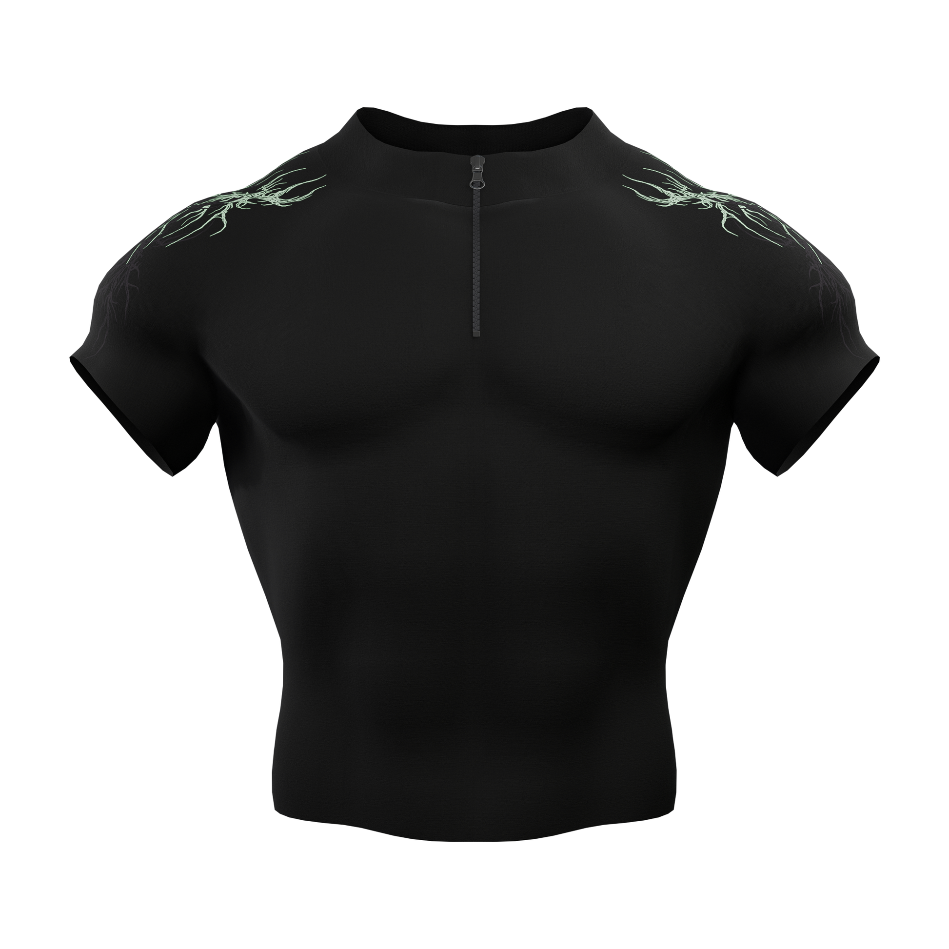 Prime Arc Zip Compression Tshirt Half Sleeve - Green/Black