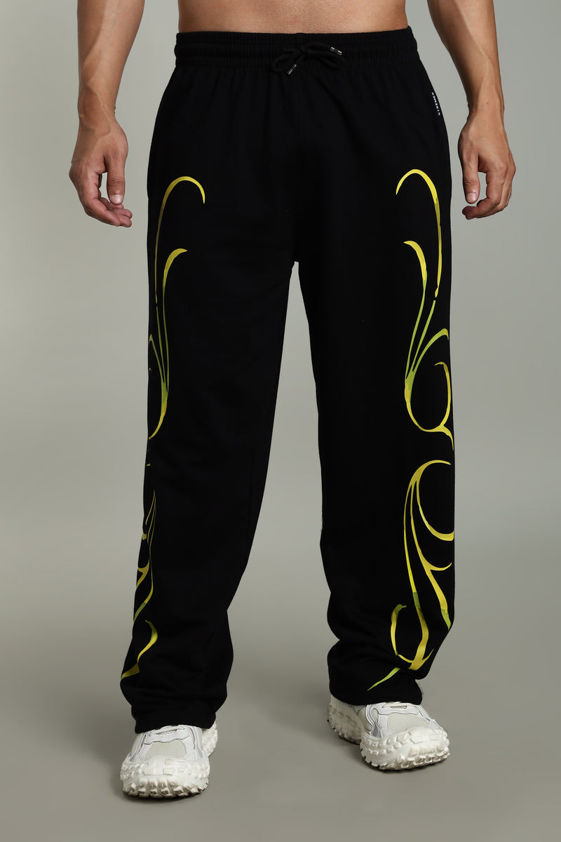 Premium Solar Spiral streetwear joggers featuring abstract spiral artwork