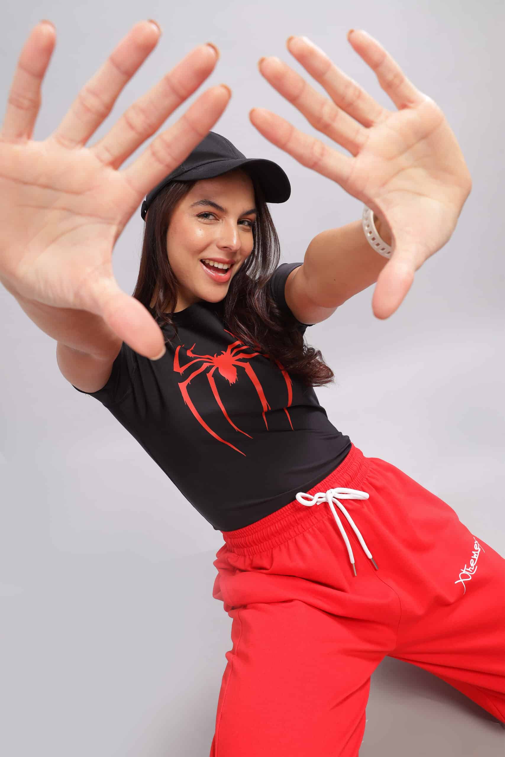 Women Spider Compression Tshirt Half Sleeve