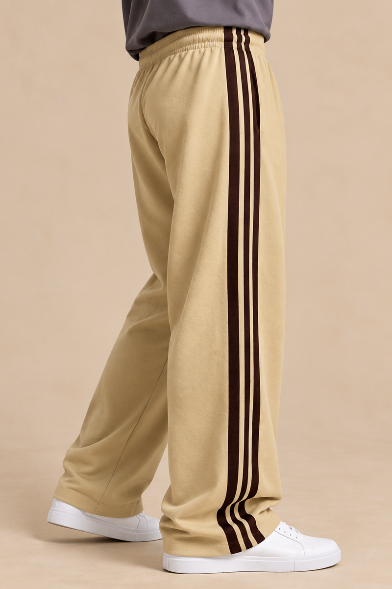 Tri Stripe Joggers - Tan
