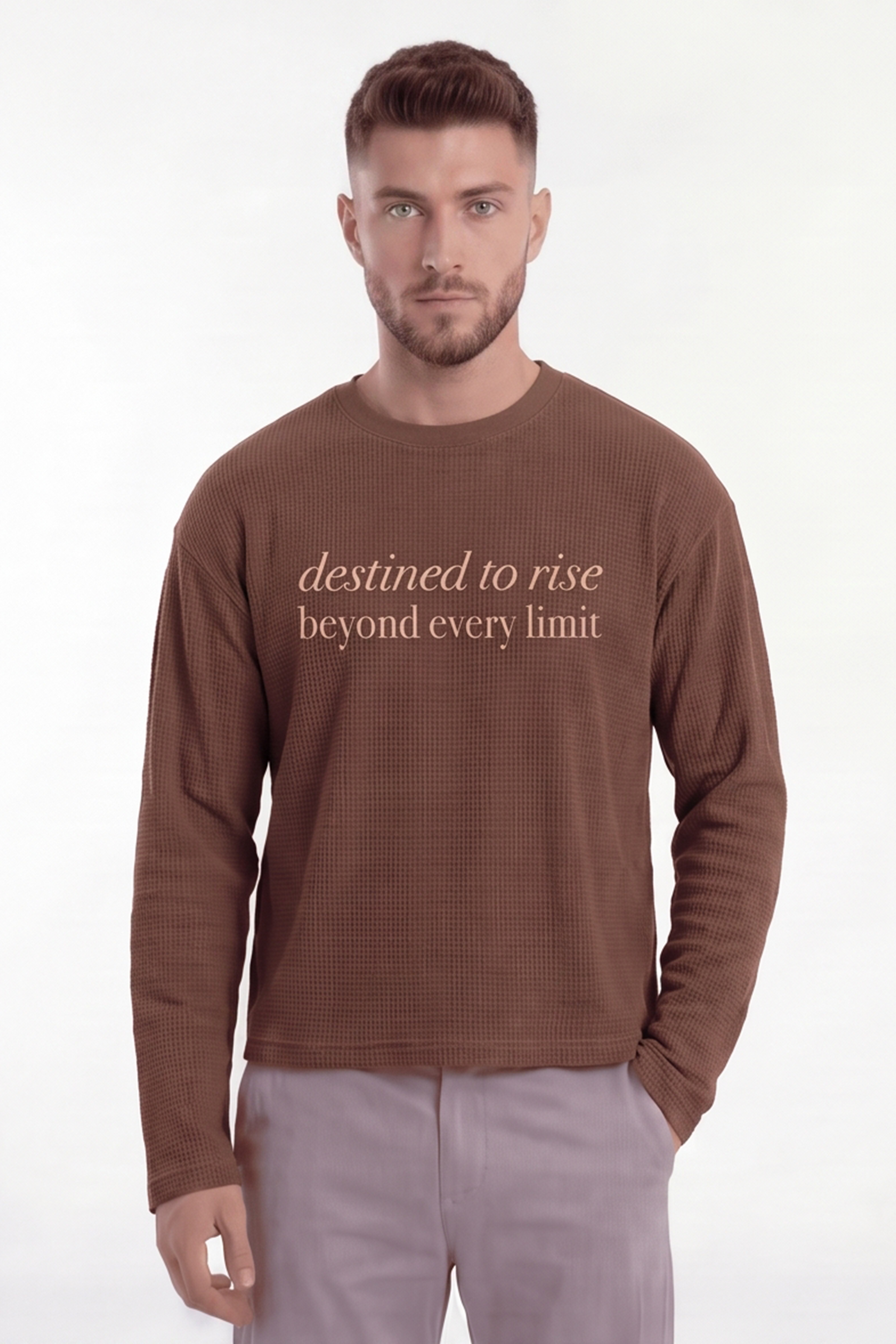 Men's Cosmic waffle T-shirt featuring inspirational chest print and textured fabric