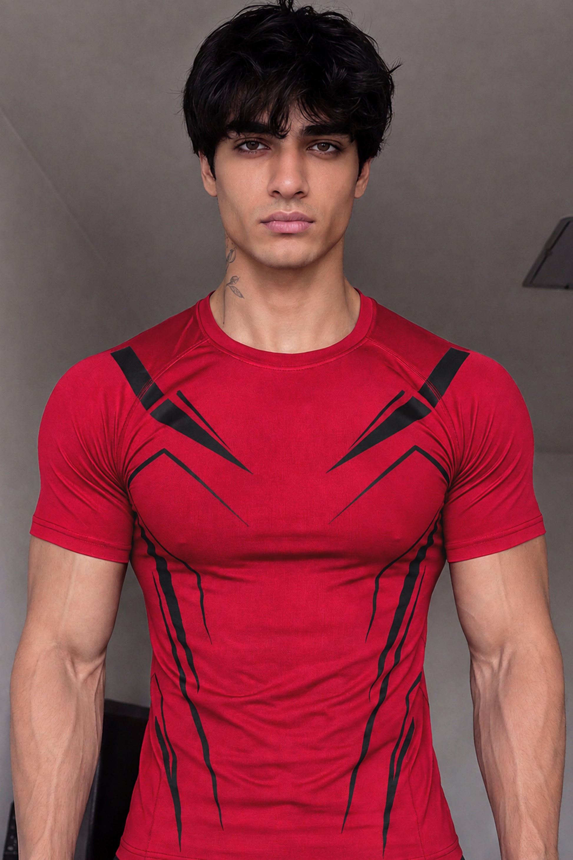 EXO Compression T-Shirt Half sleeve -Red/Black