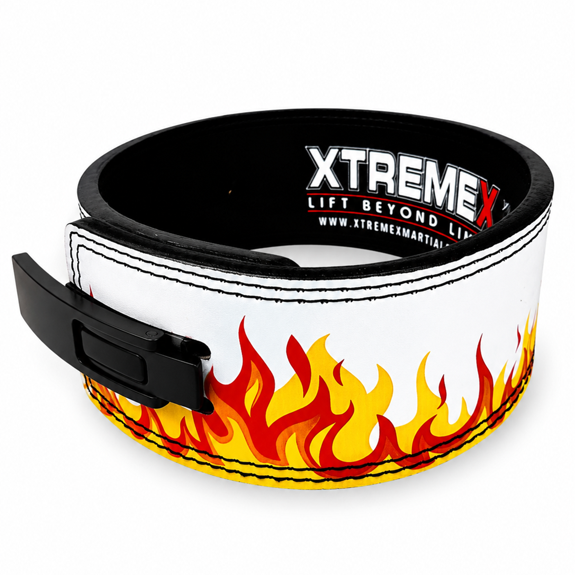 XTREMEX POWERLIFTING 13MM LEVER BELT - FLAME WHITE