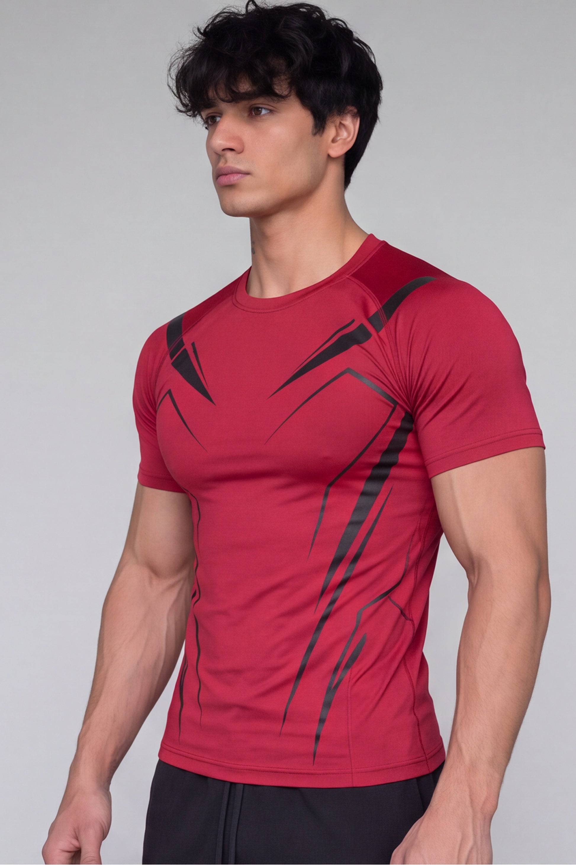 EXO Compression T-Shirt Half sleeve -Red/Black
