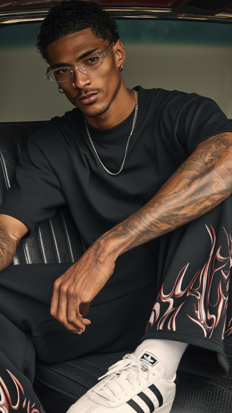 Men's flame print jogger pants with premium comfort  ifm