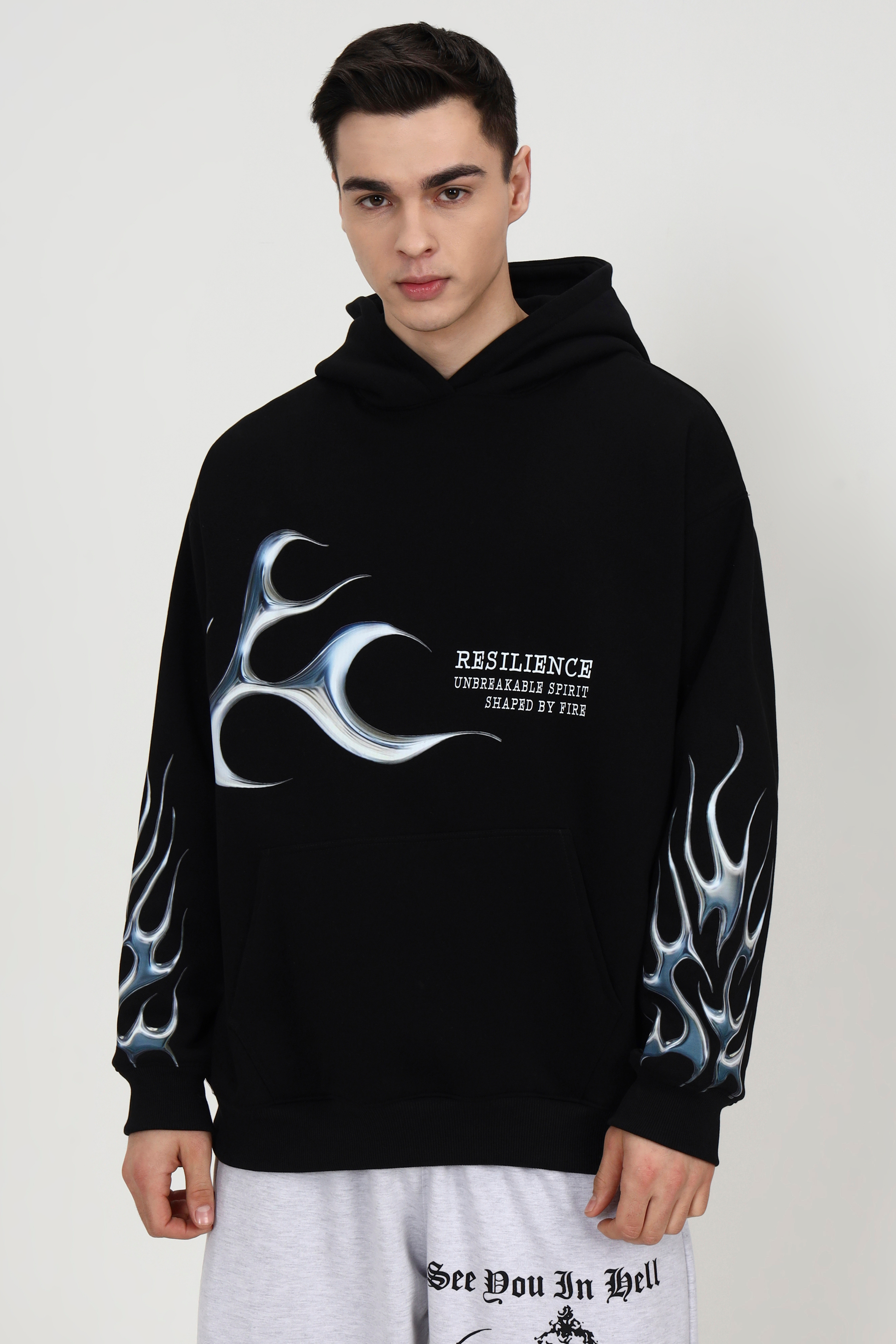 Silver Flame Unisex Oversized Hoodie