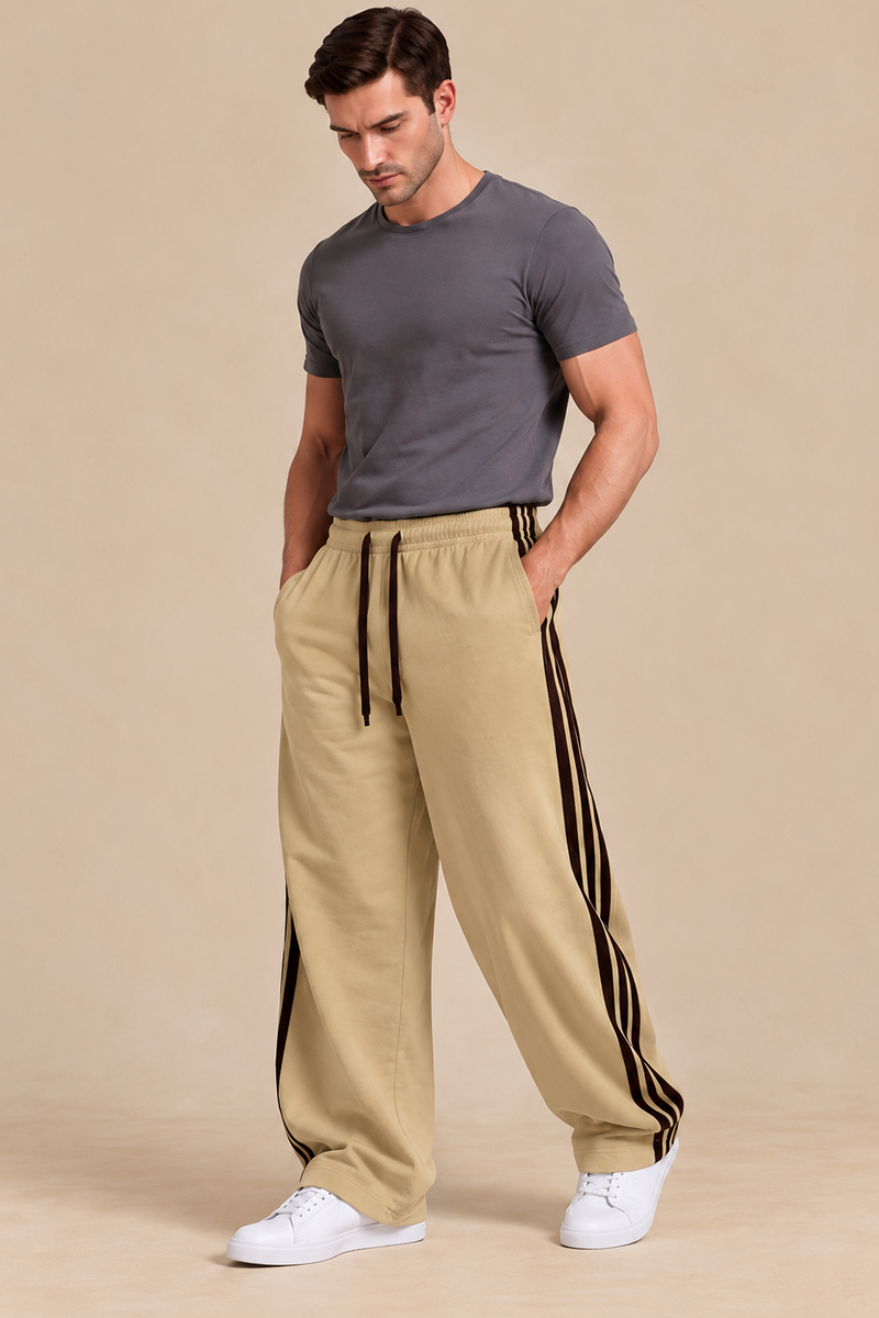 Tri Stripe Joggers - Tan