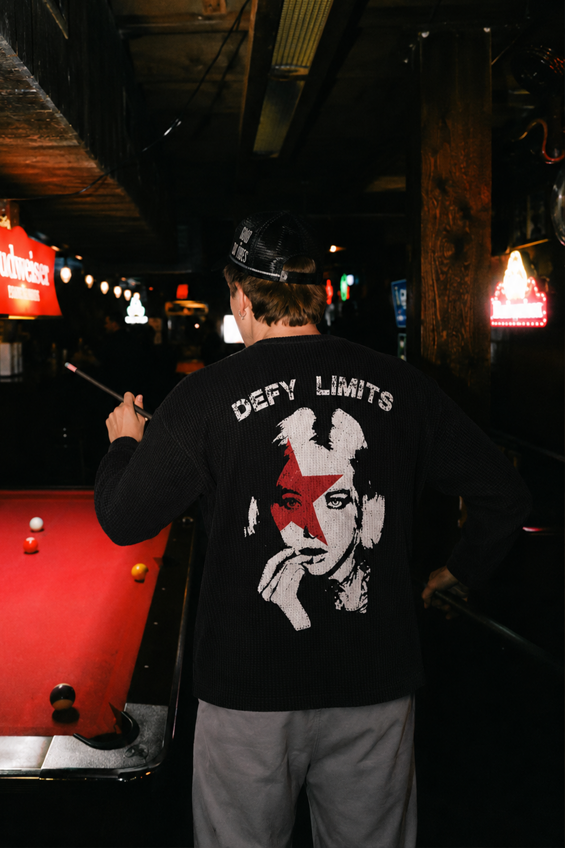 Defy limits  Waffle Tshirt - Black