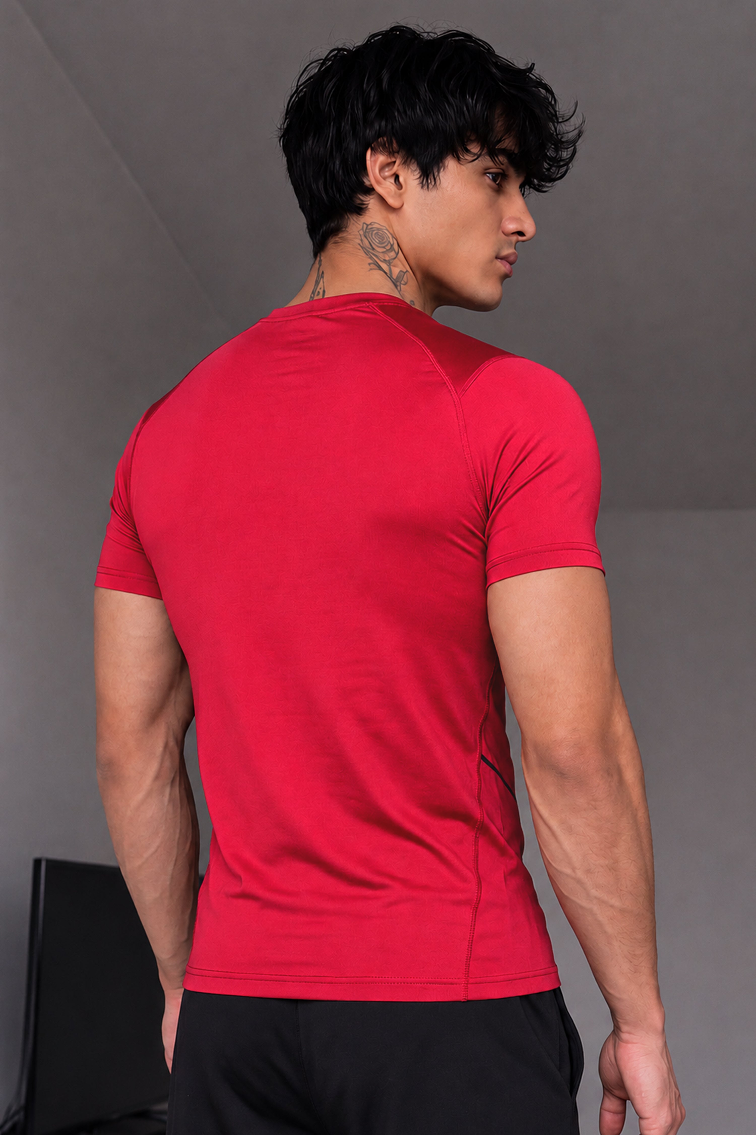 Image of EXO Compression T-Shirt Half sleeve -Red/Black