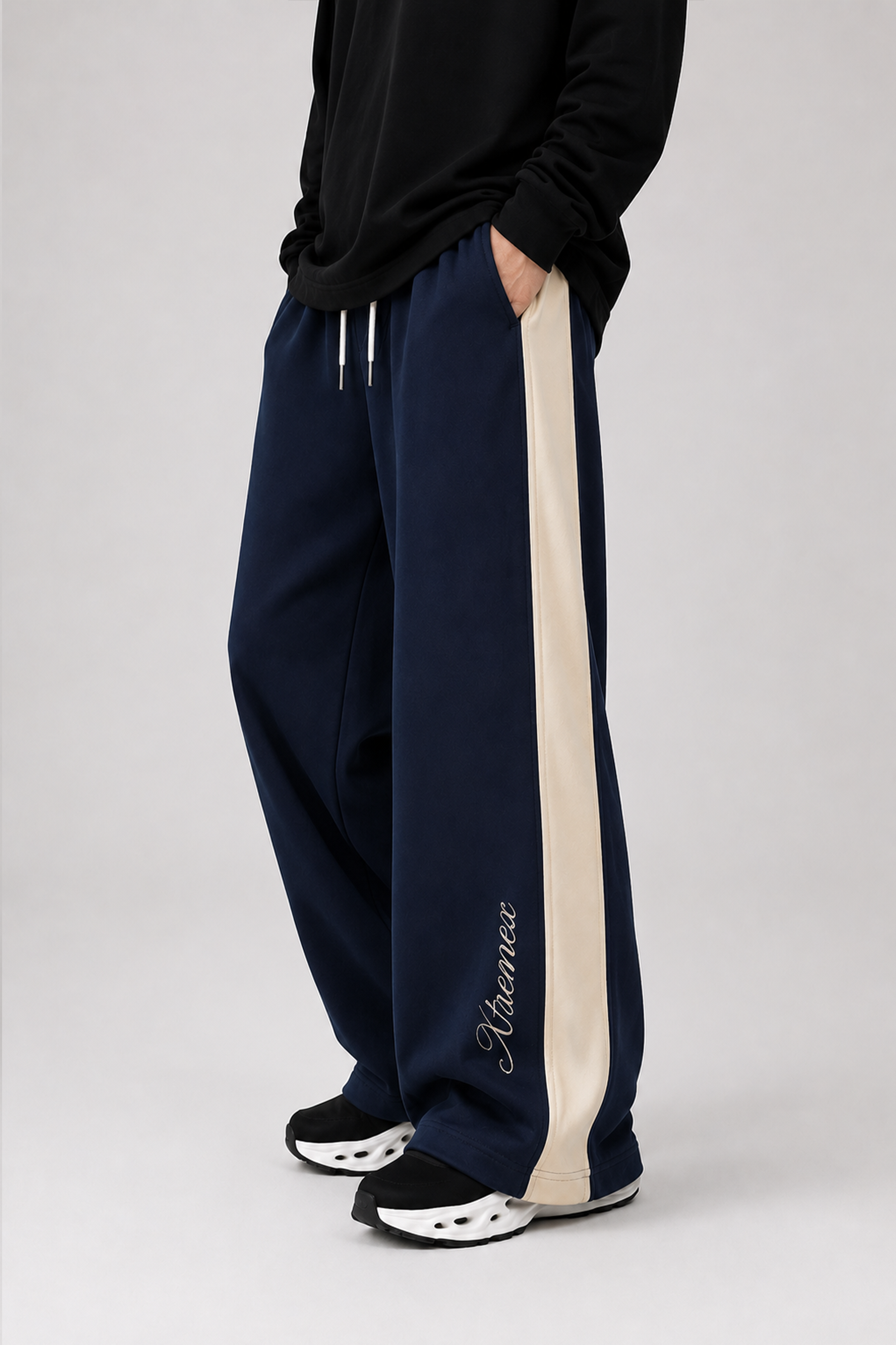 Image of Contrast Stripe Joggers - Navy