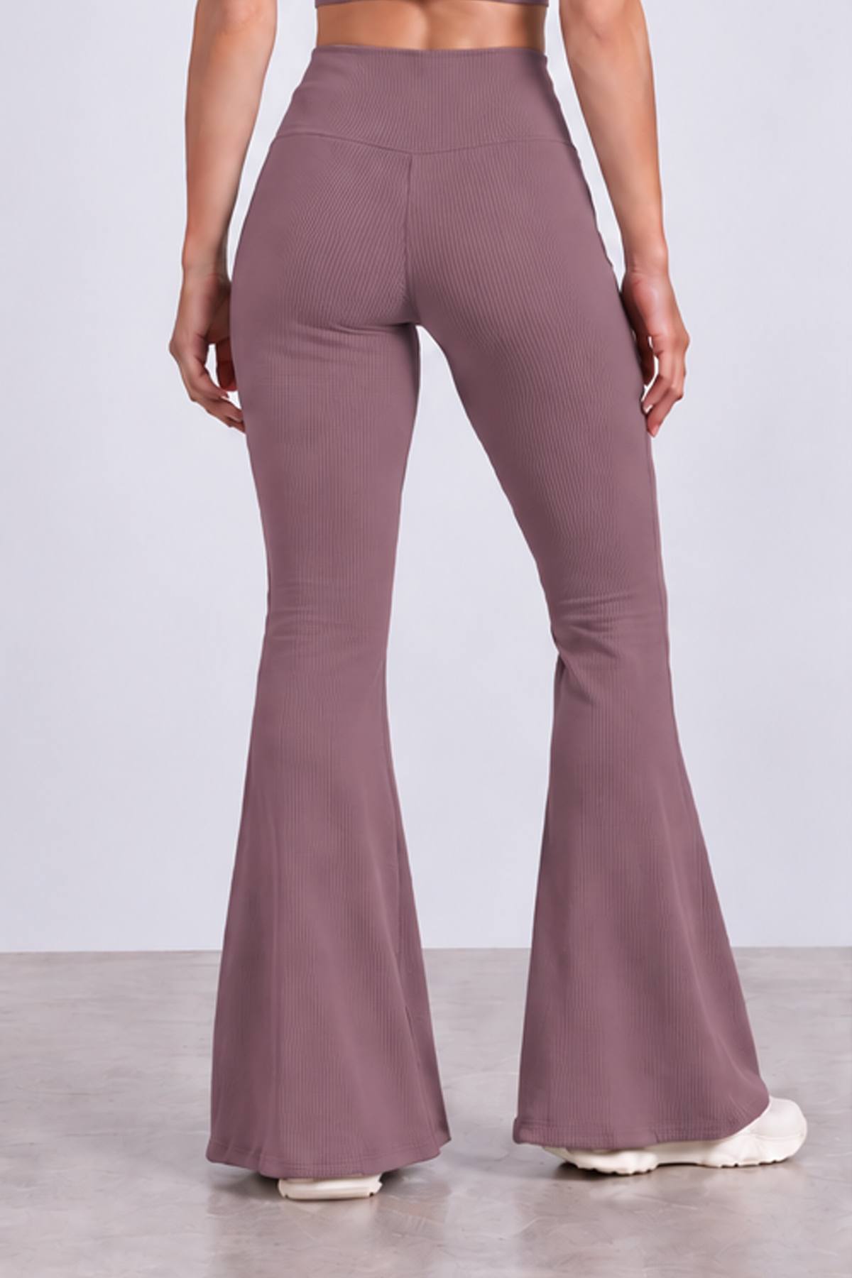 Ribbed Flare Leggings - Mauve