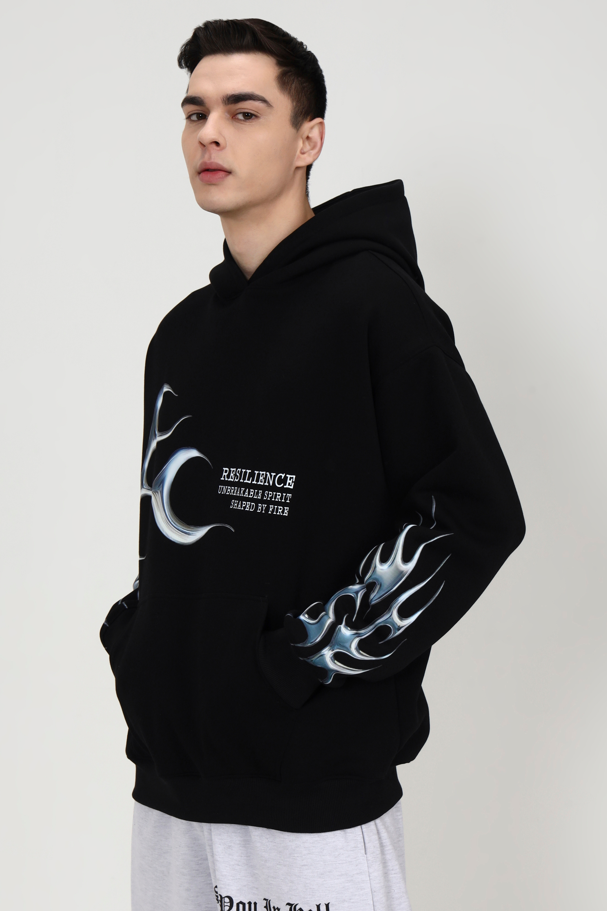 Silver Flame Unisex Oversized Hoodie