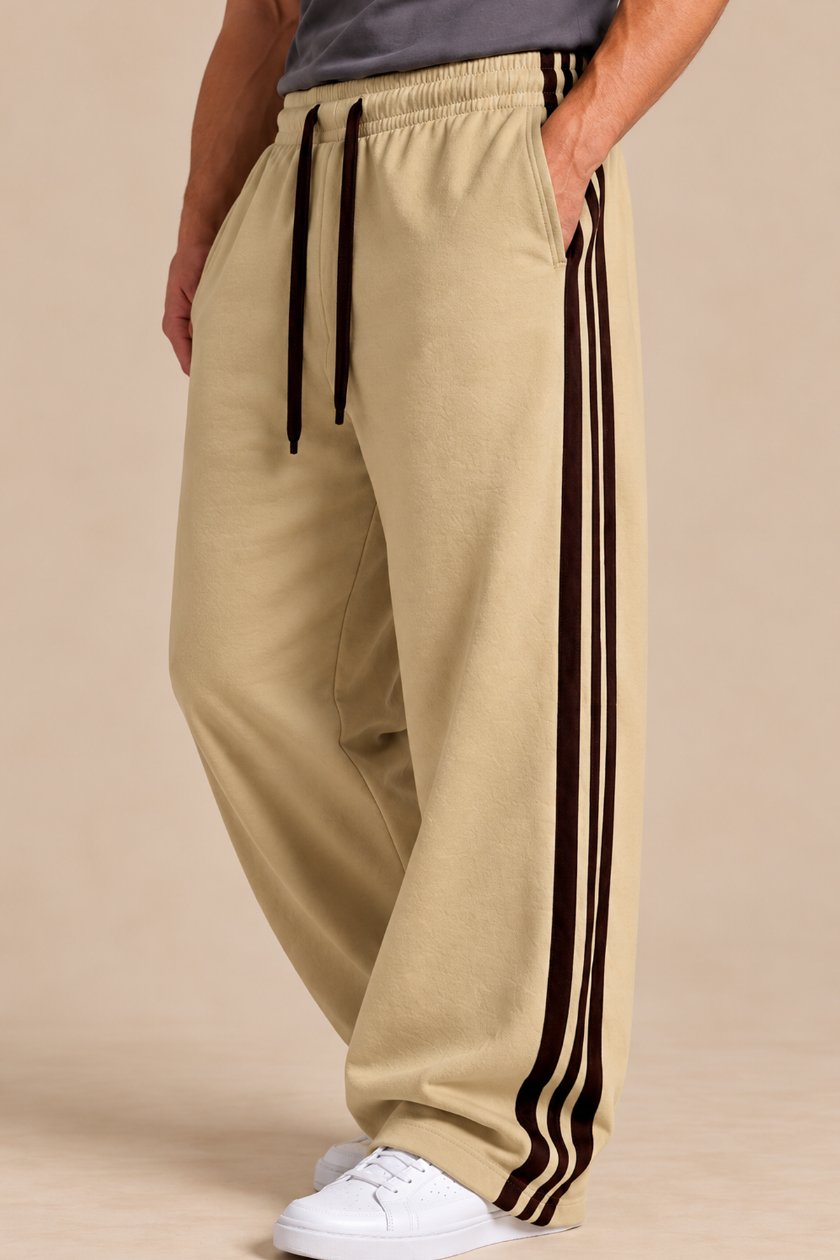 Tri Stripe Joggers - Tan