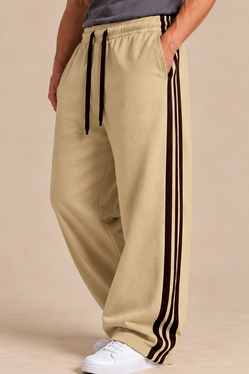Tri Stripe Joggers - Tan