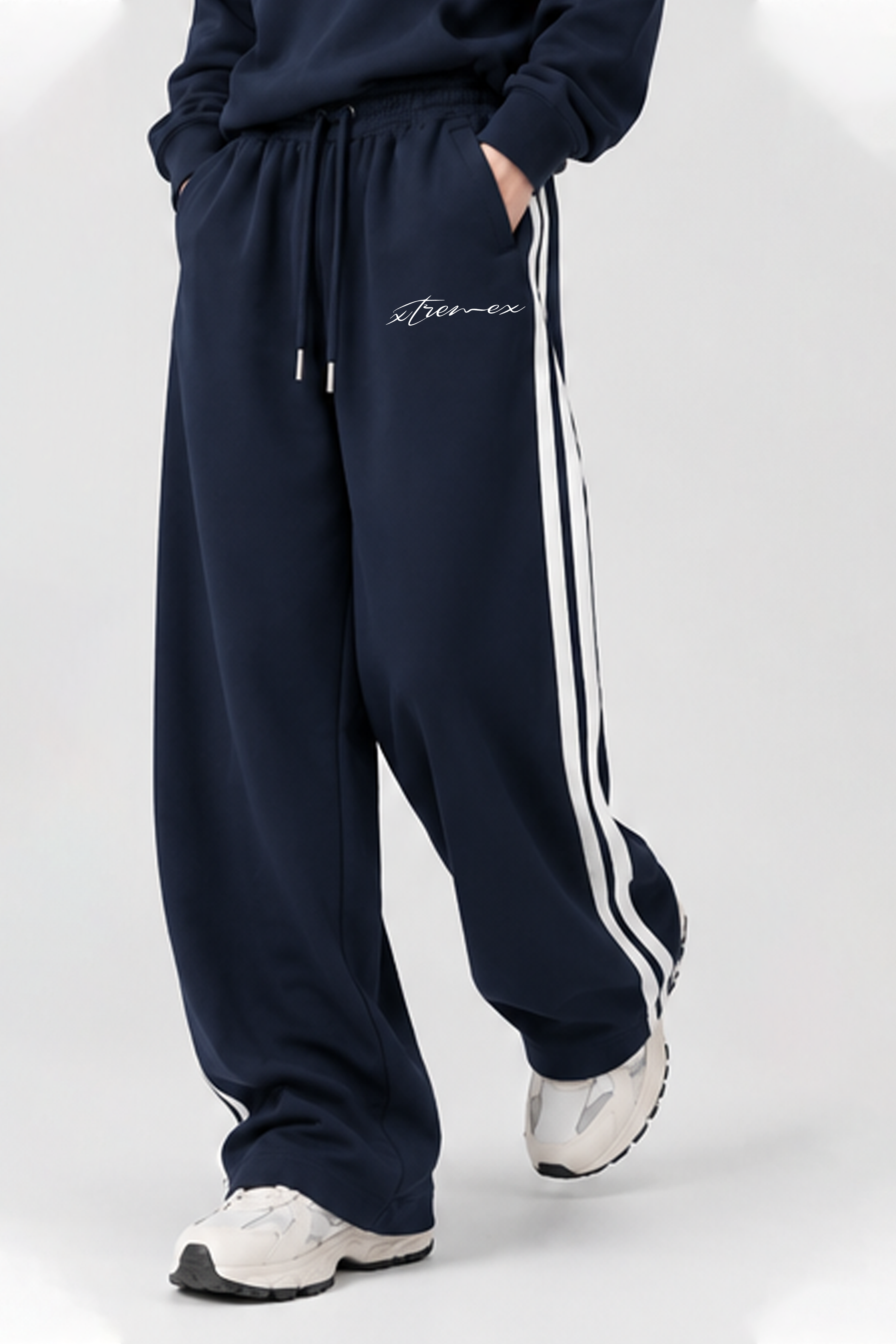 Image of Classic Stripe Joggers - Navy Blue