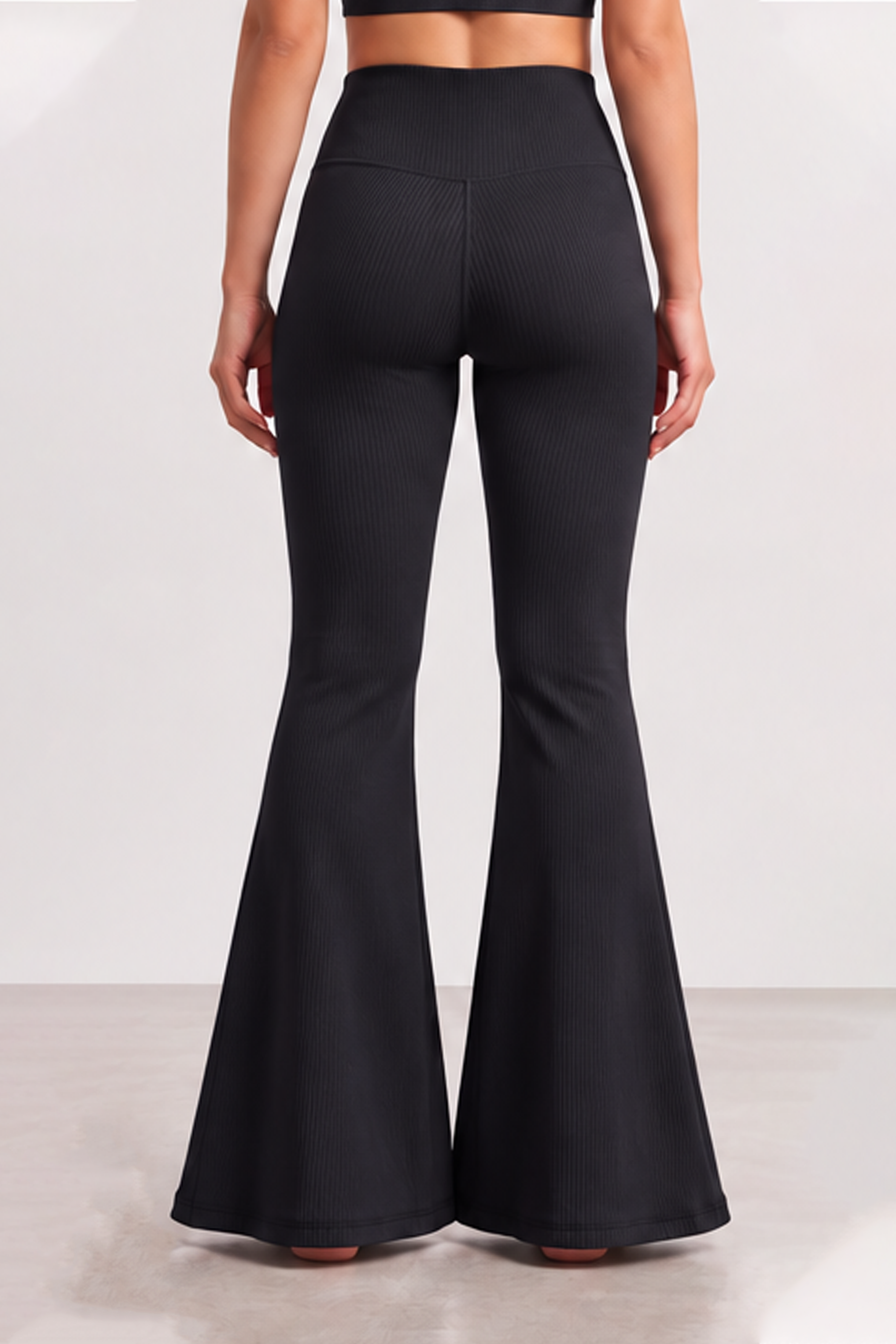 Image of Ribbed Flare Leggings - Black