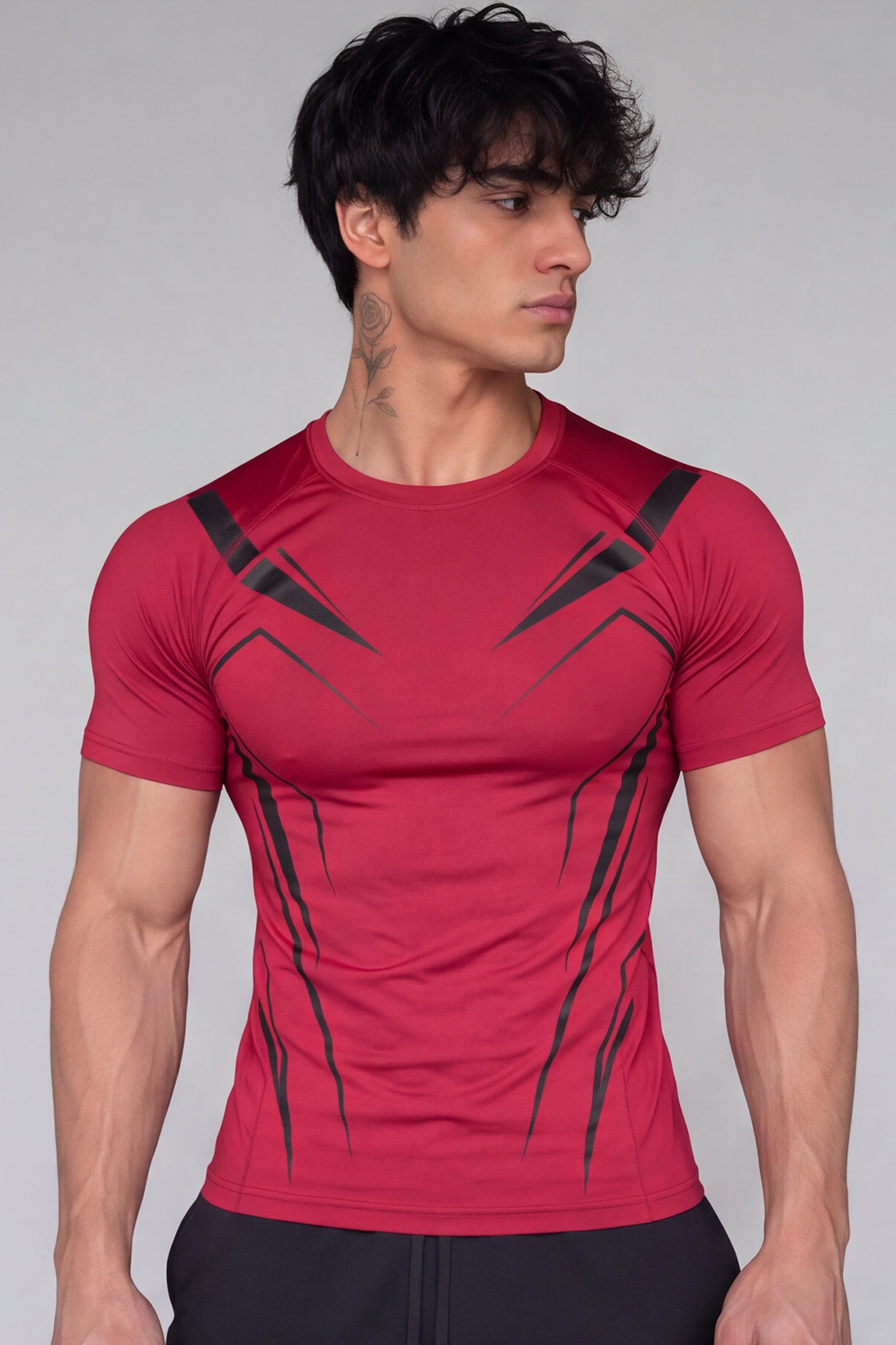 Image of EXO Compression T-Shirt Half sleeve -Red/Black