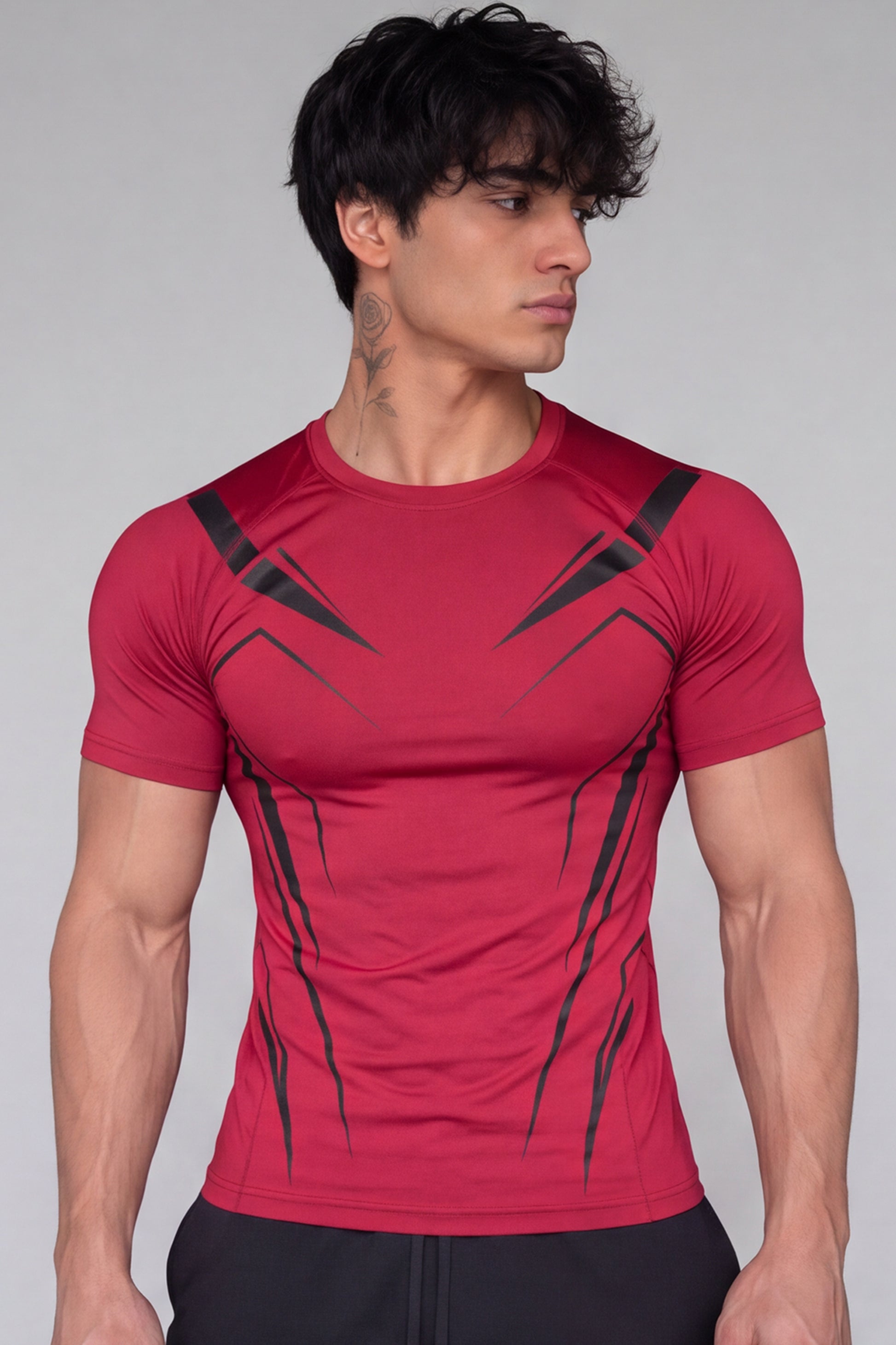 EXO Compression T-Shirt Half sleeve -Red/Black