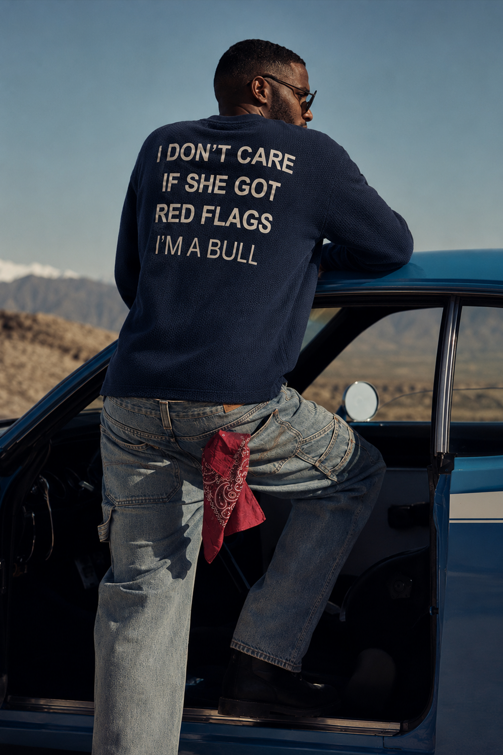 Red Flag Waffle Tshirt - Navy