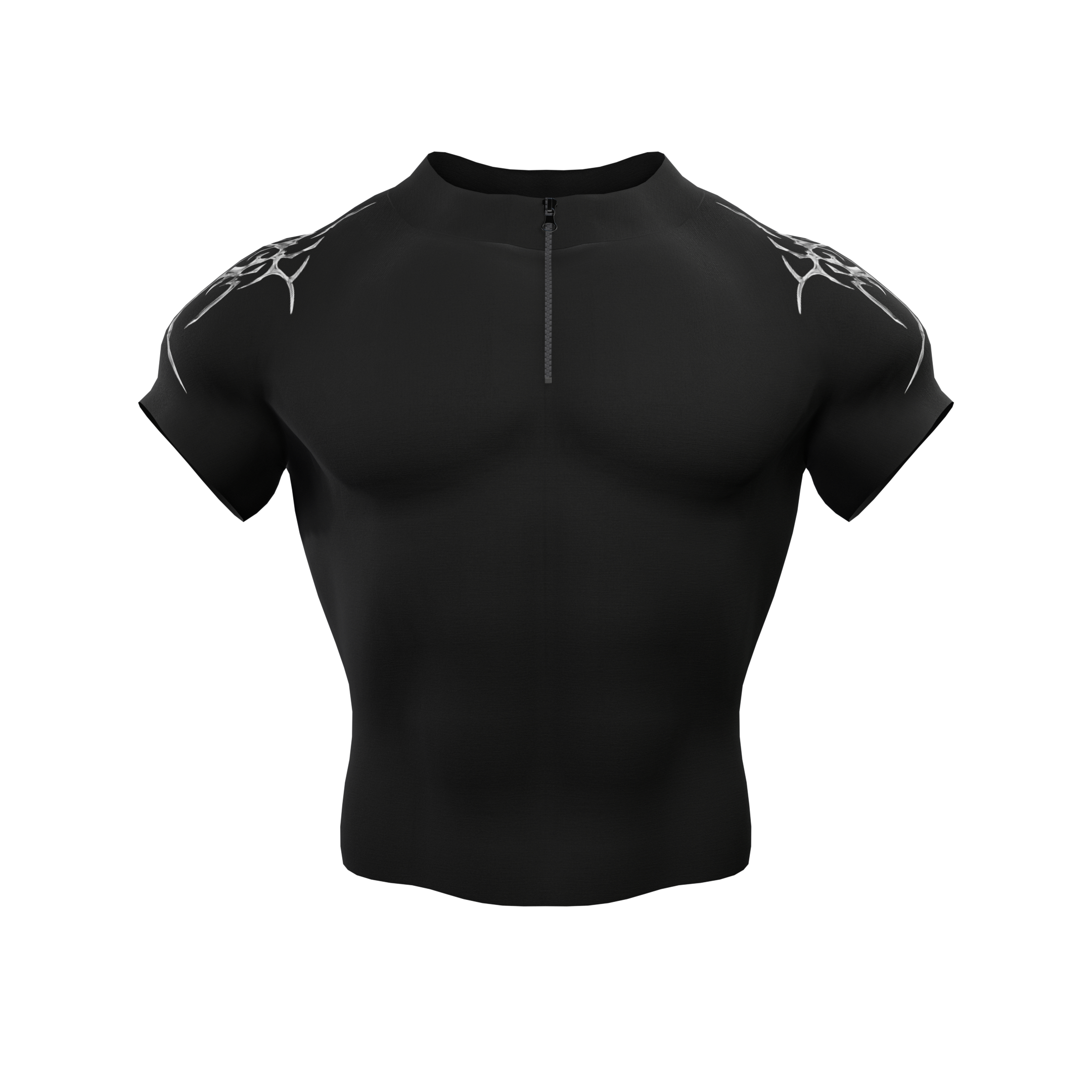 Image of Chrome Zip Nylon Compression Tshirt Half Sleeve