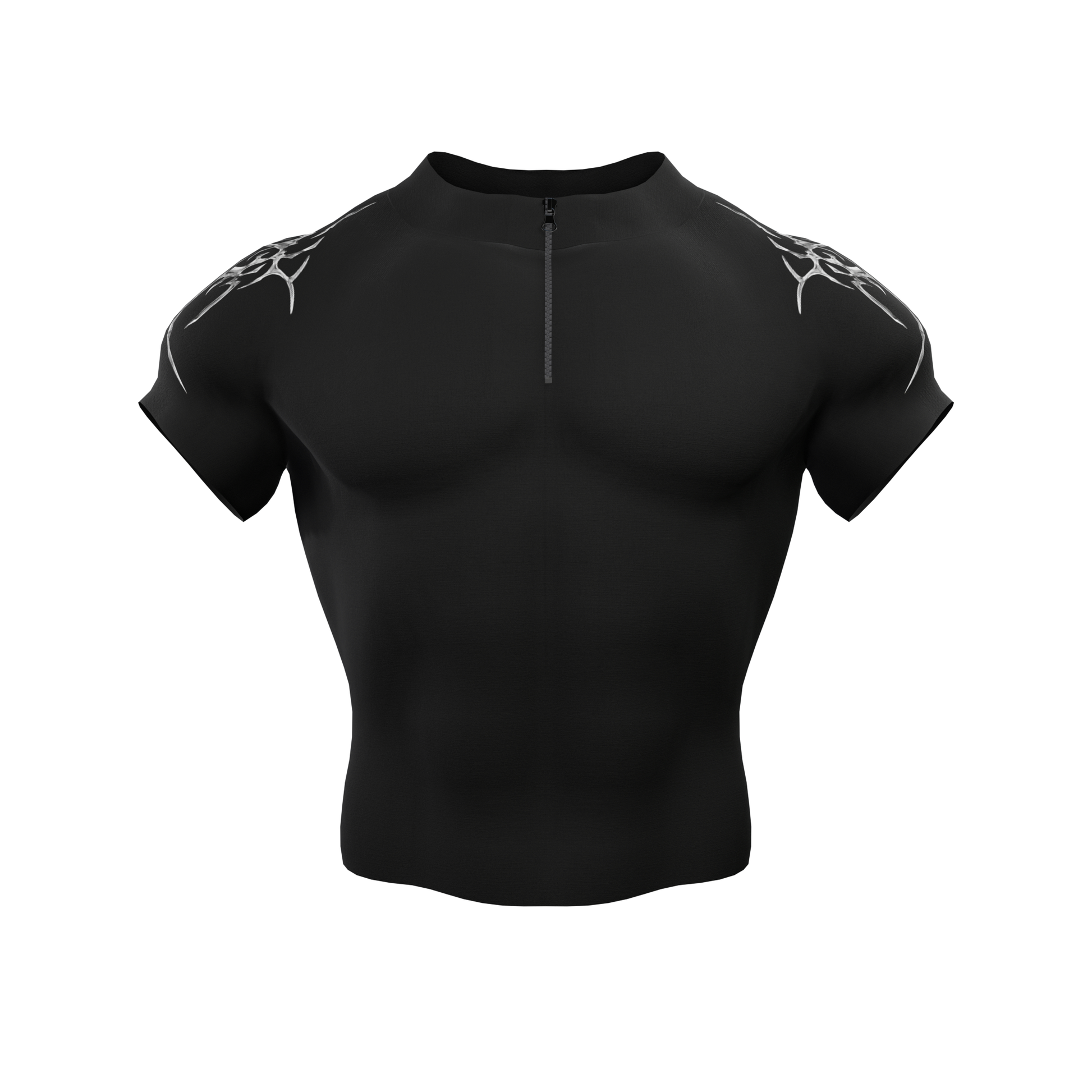 Chrome Zip Nylon Compression Tshirt Half Sleeve