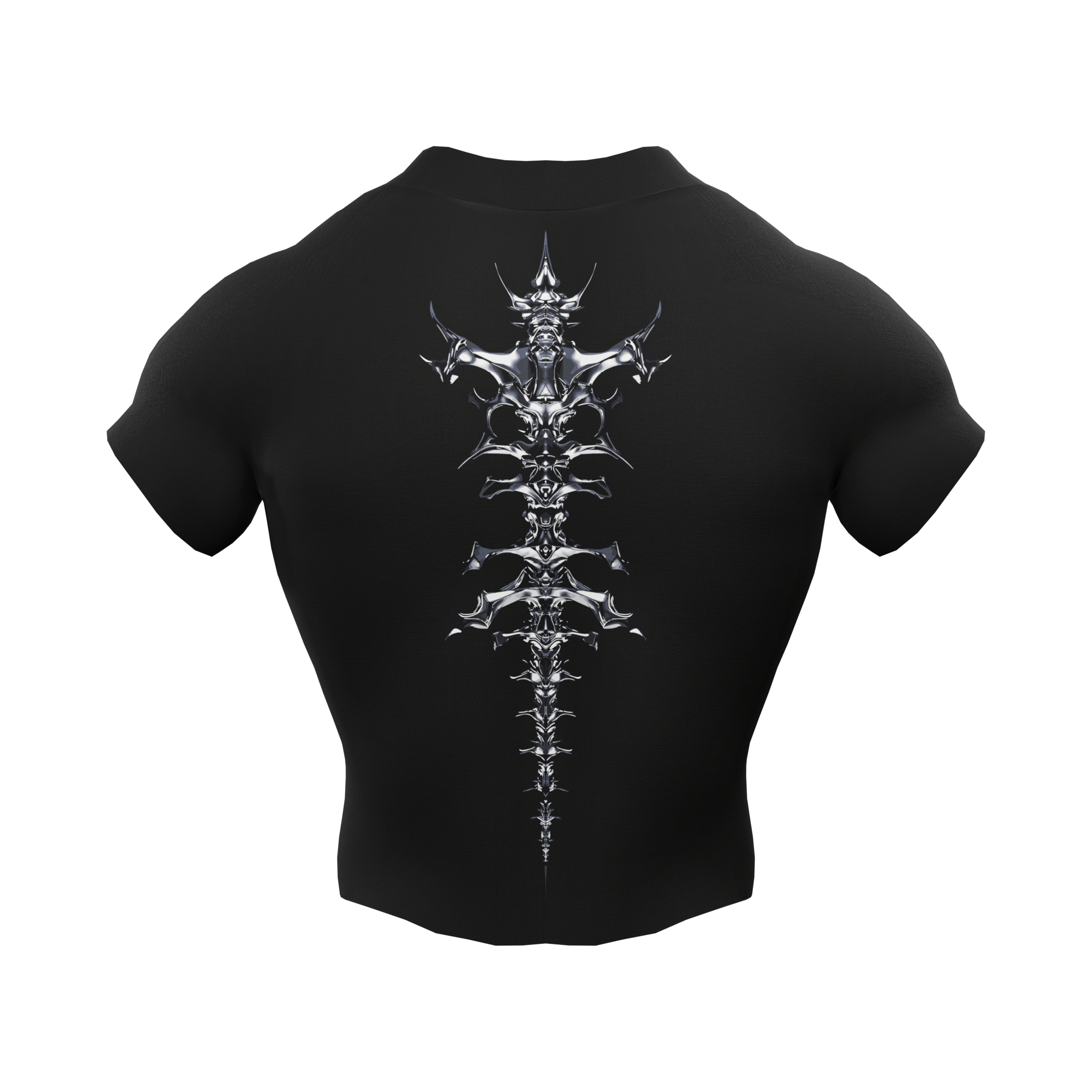 Image of Chrome Zip Nylon Compression Tshirt Half Sleeve