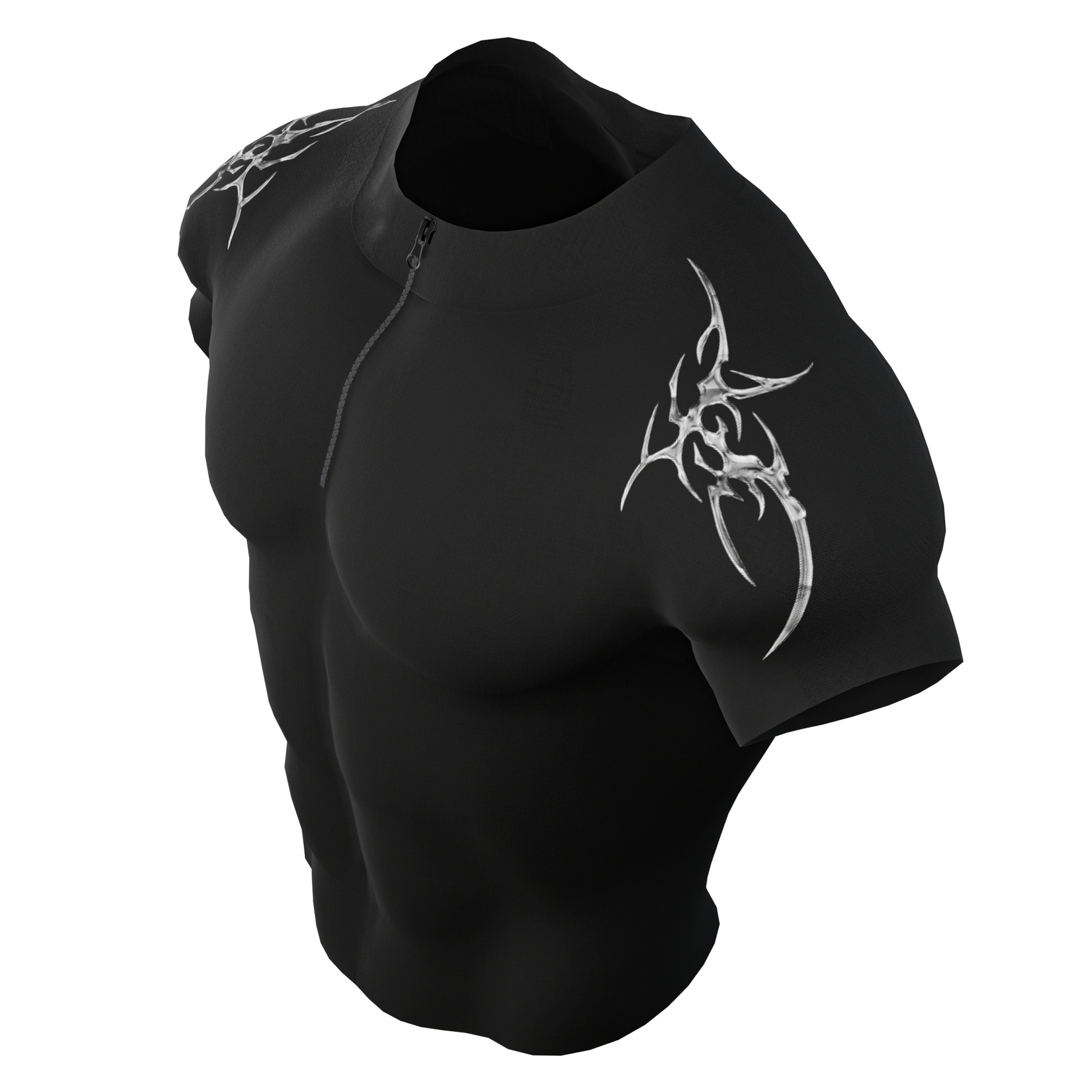 Chrome Zip Nylon Compression Tshirt Half Sleeve
