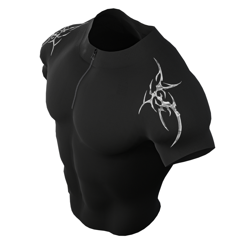 Chrome Zip Nylon Compression Tshirt Half Sleeve