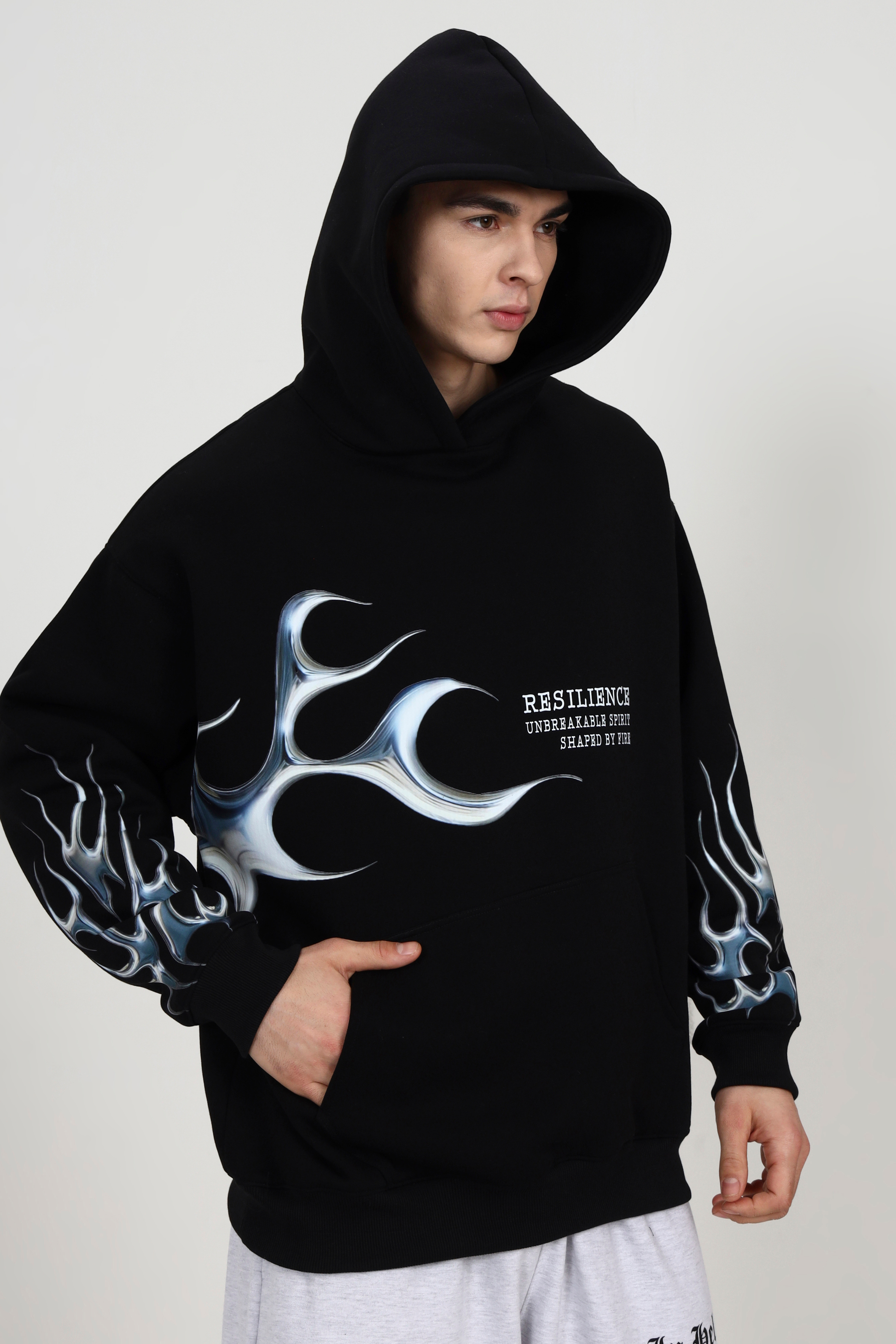 Silver Flame Unisex Oversized Hoodie