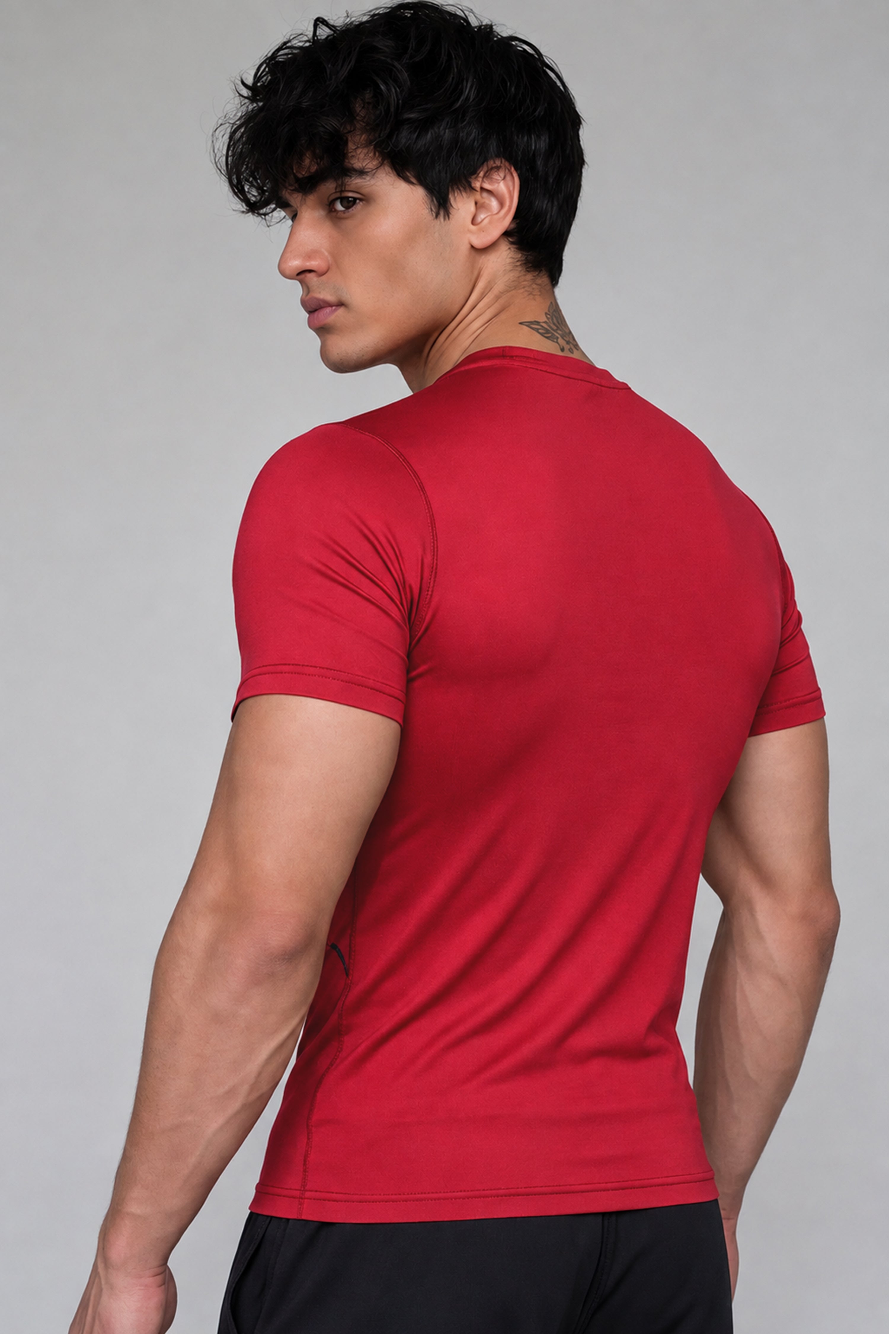 Image of EXO Compression T-Shirt Half sleeve -Red/Black