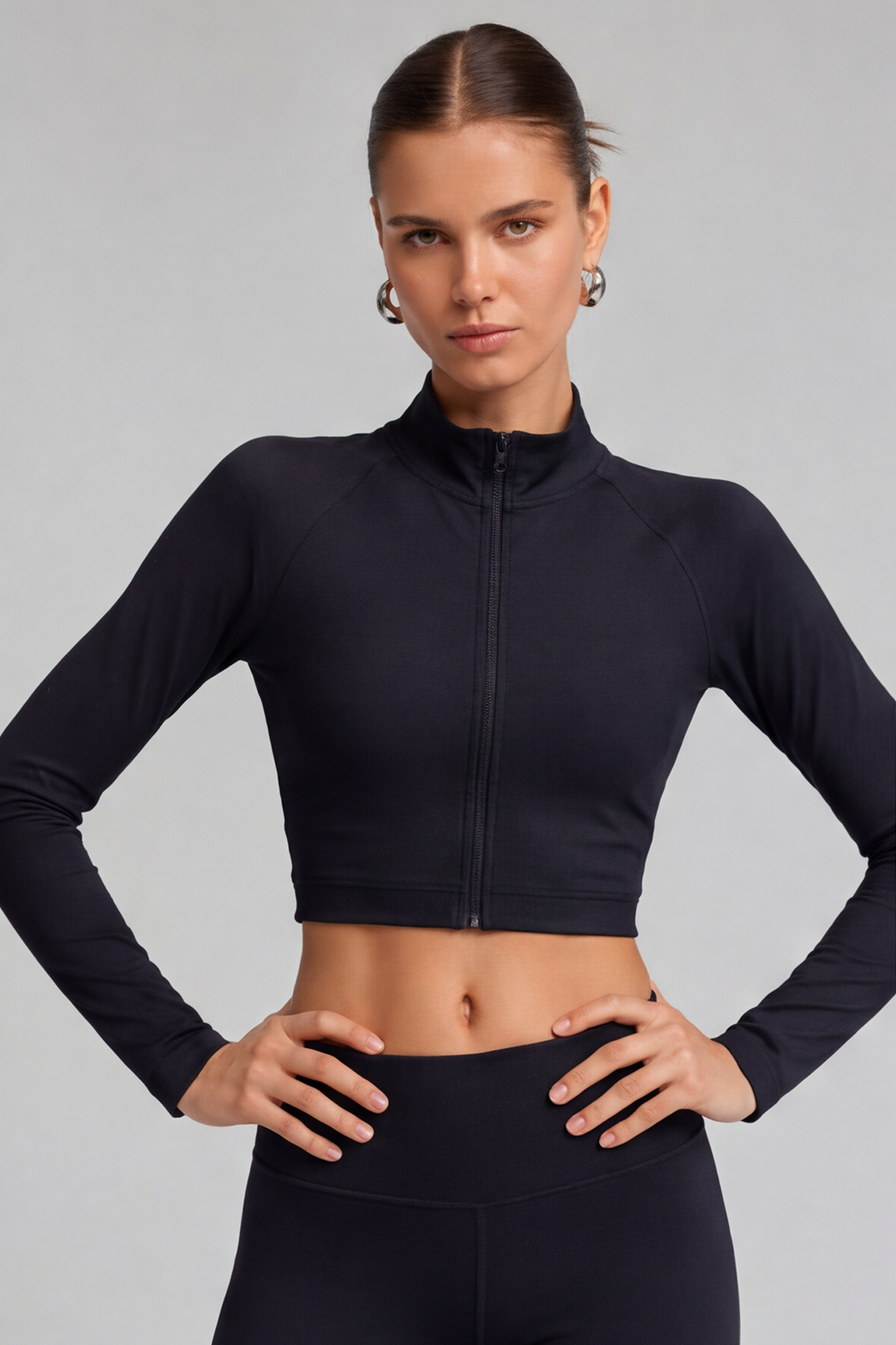 Image of Corefit Cropped Zipper - black