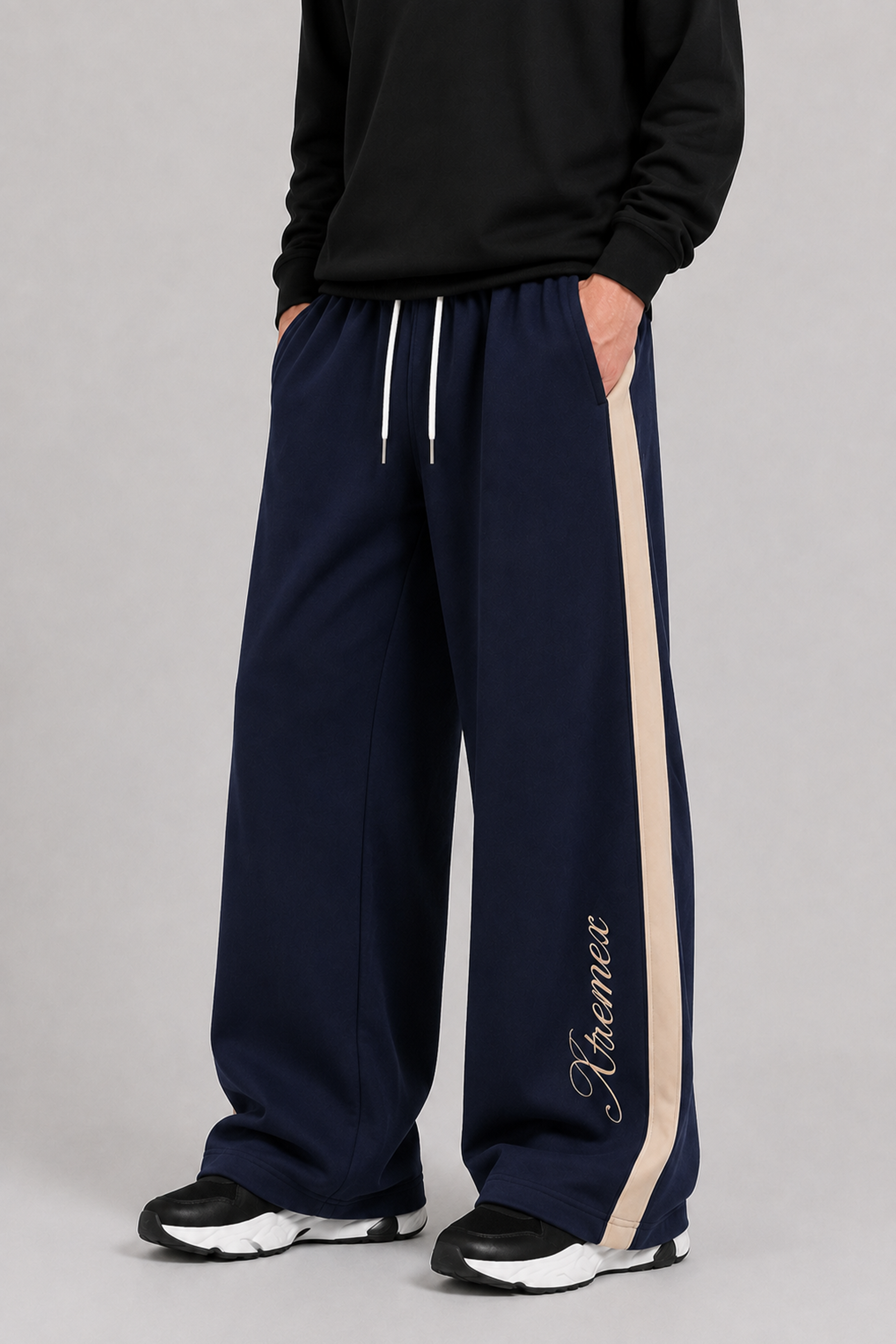 Image of Contrast Stripe Joggers - Navy