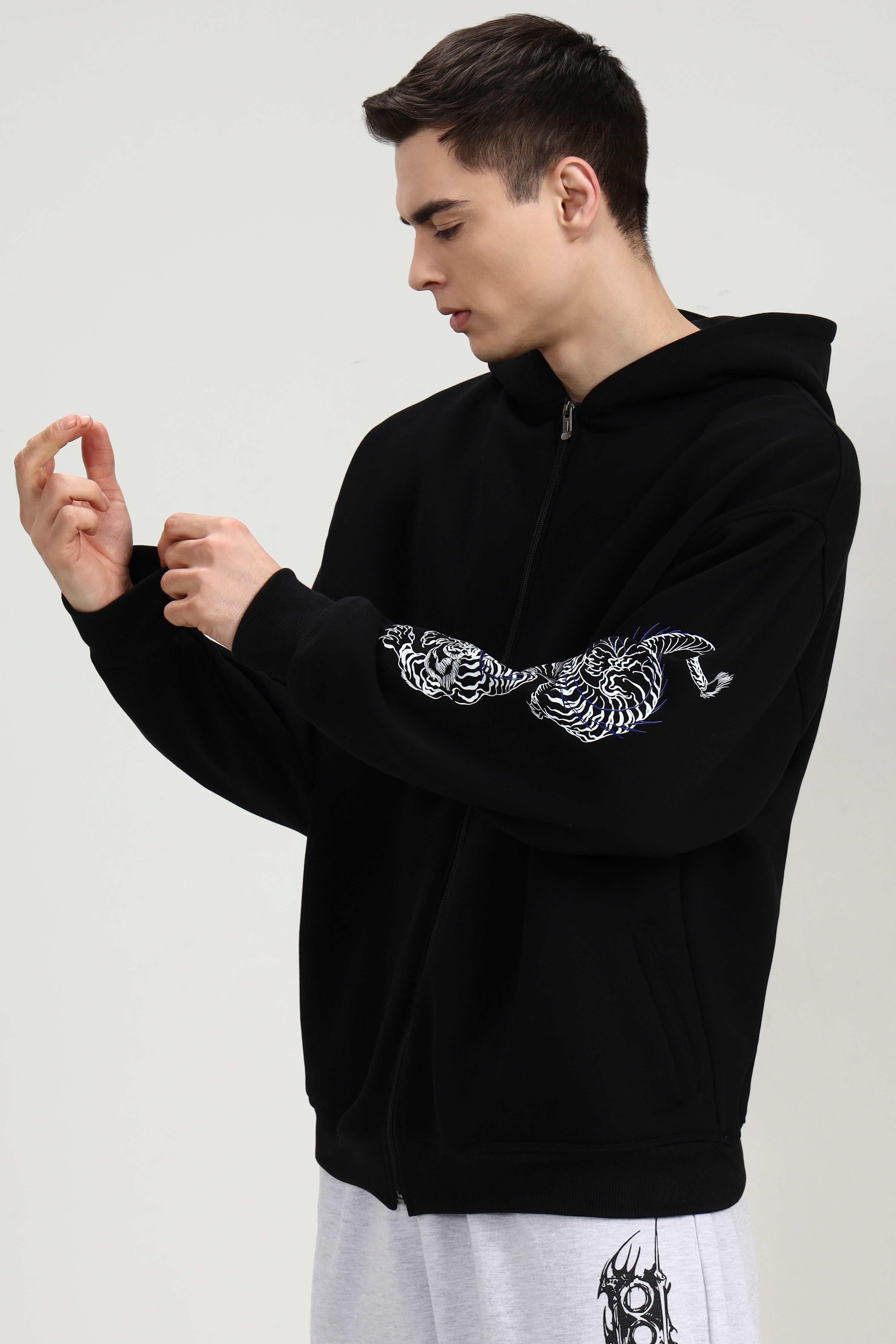Image of Black Hunt Unisex Oversized Zipper Hoodie