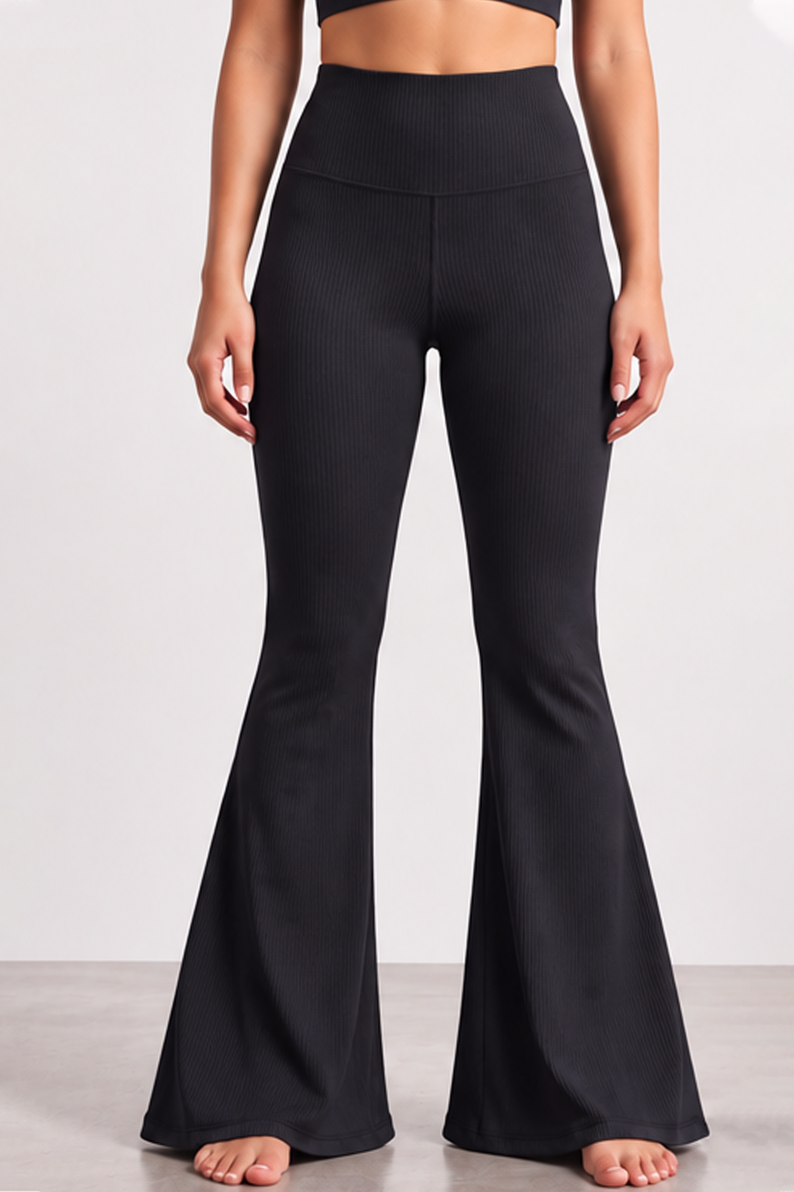 Image of Ribbed Flare Leggings - Black